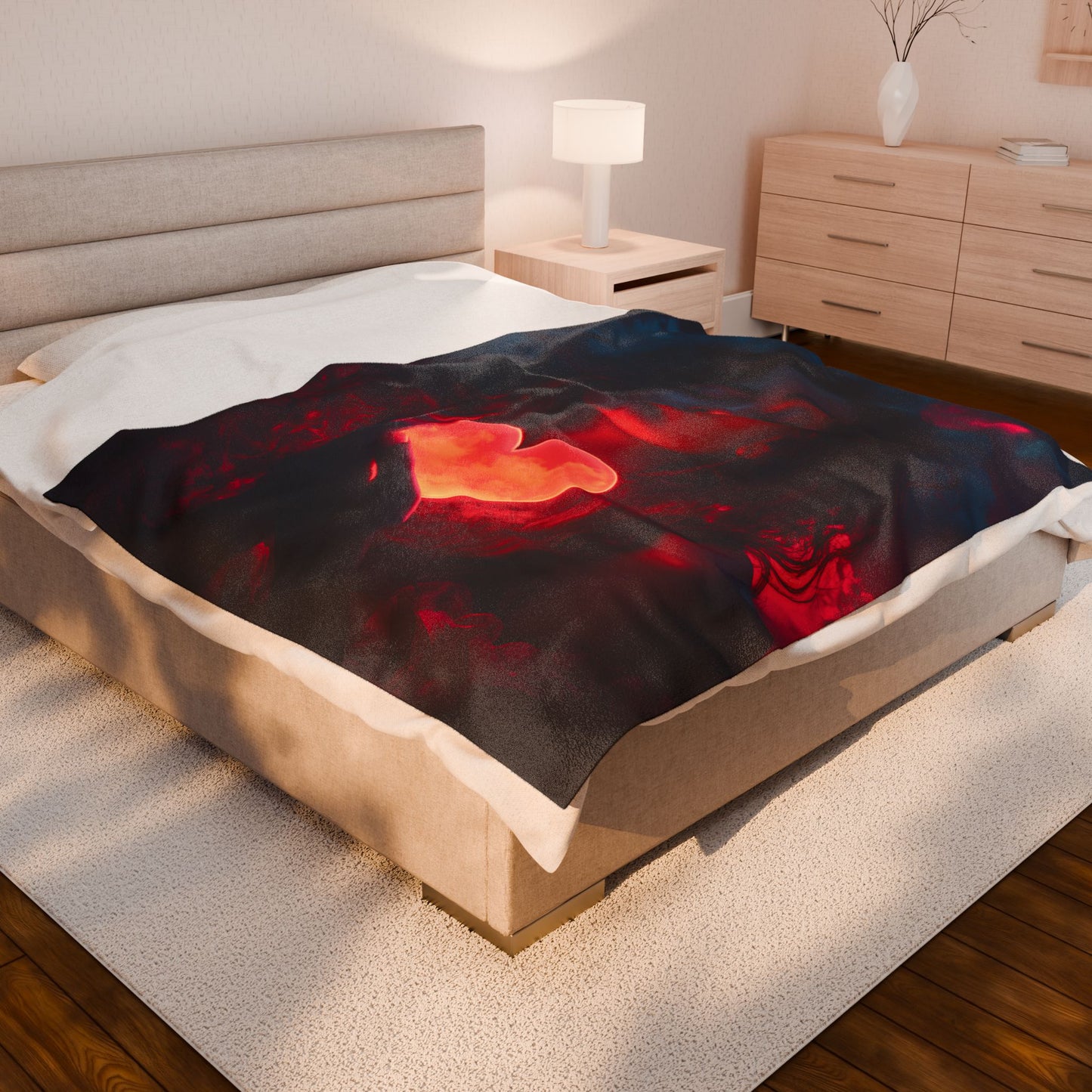 Romantic Velveteen Plush Blanket with Heart Design - Cozy Gift for Valentine's Day, Home Decor, Throw Blanket, Soft Blanket, Bedroom