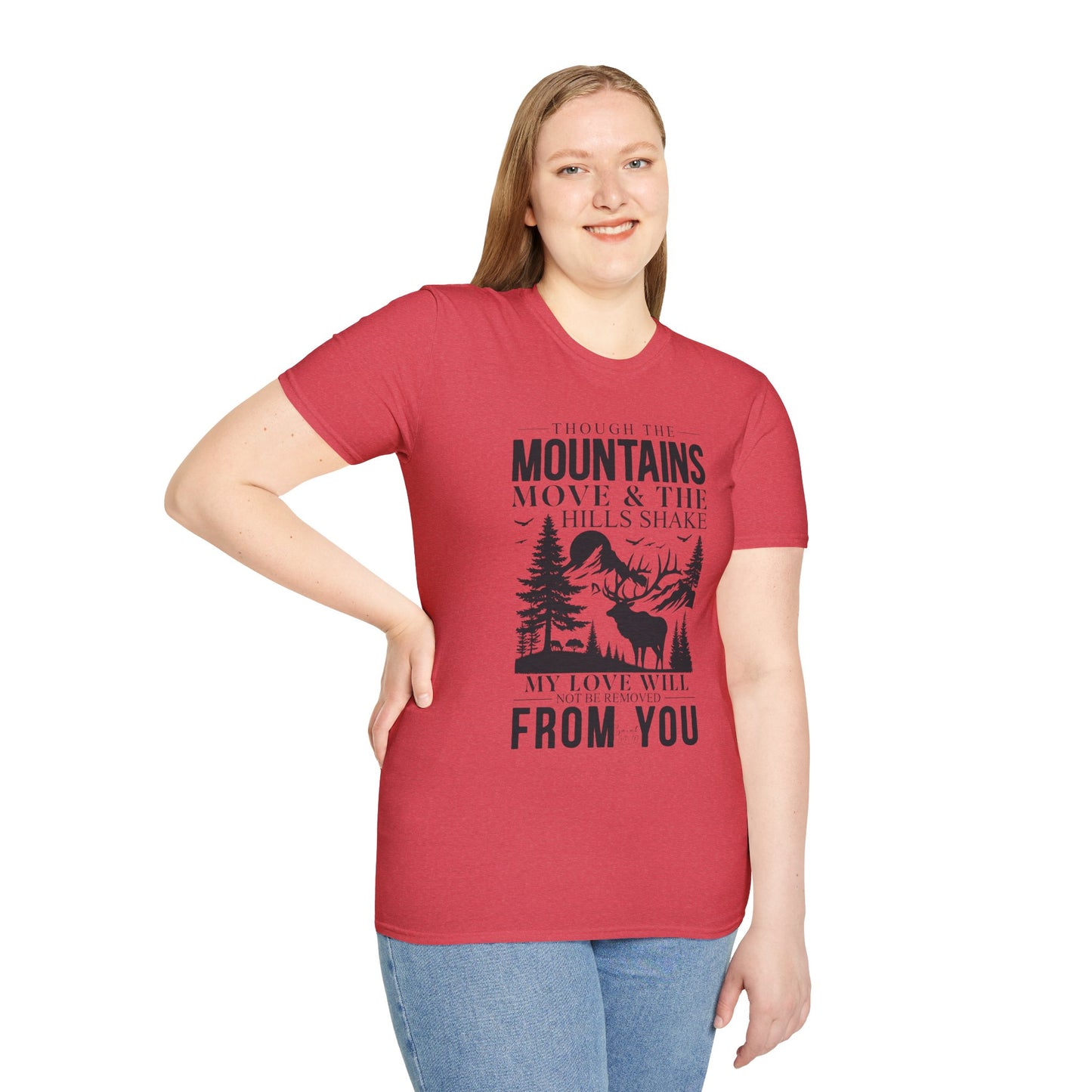 Isaiah 54:10 – Deer & Mountains T-Shirt - Bible Verse Tee