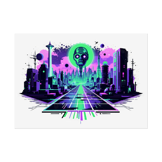 Futuristic Alien City Rolled Poster
