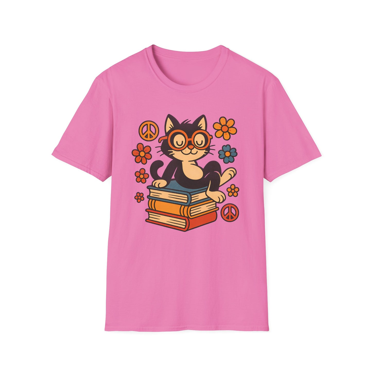 Cute Cat Reading T-Shirt – Vintage-Inspired Tee for Bookworms, Cat Lovers & Peaceful Souls