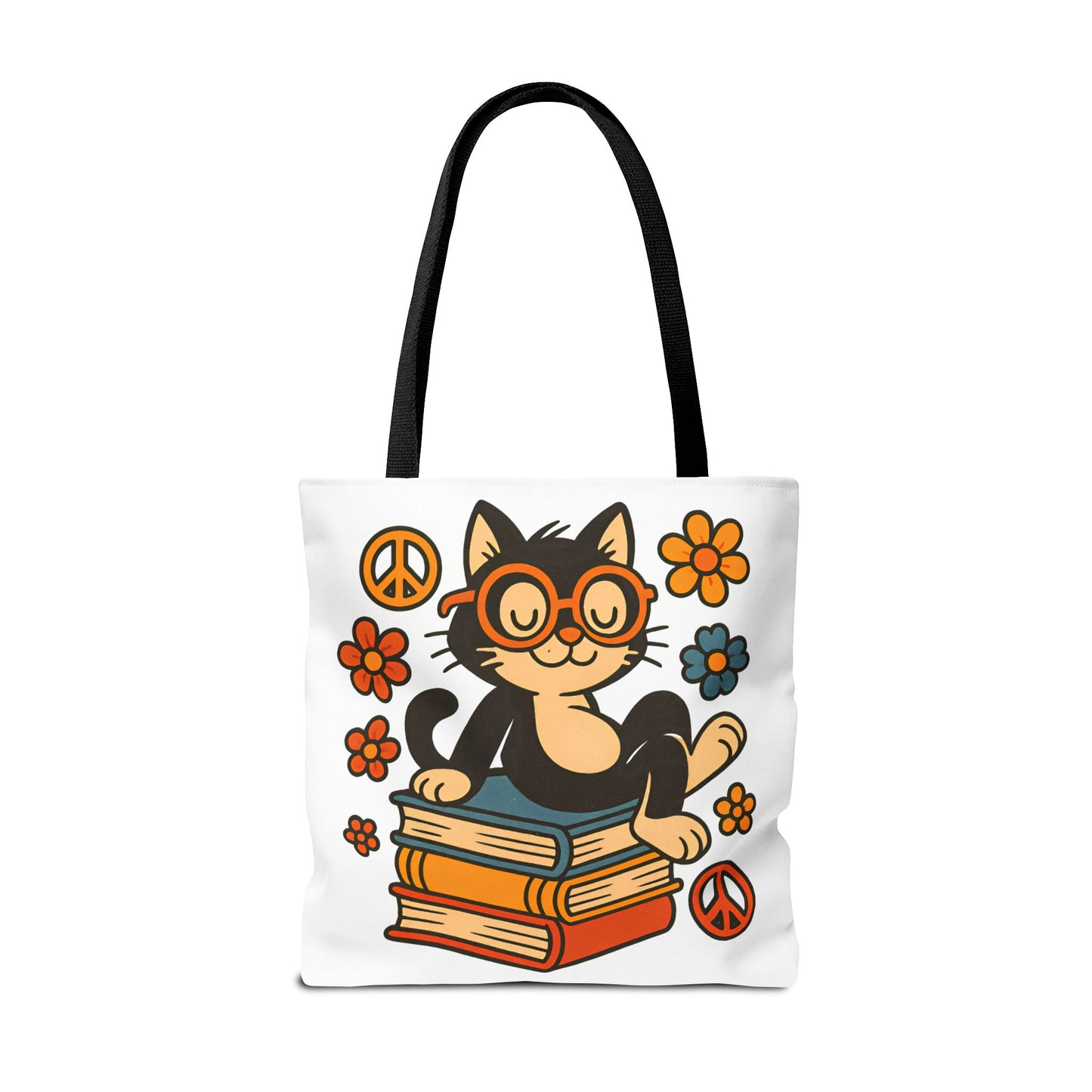 Charming Cat Tote Bag – Cute Pet Lover Gift, Floral Bookish Design, Eco-Friendly Everyday Carry