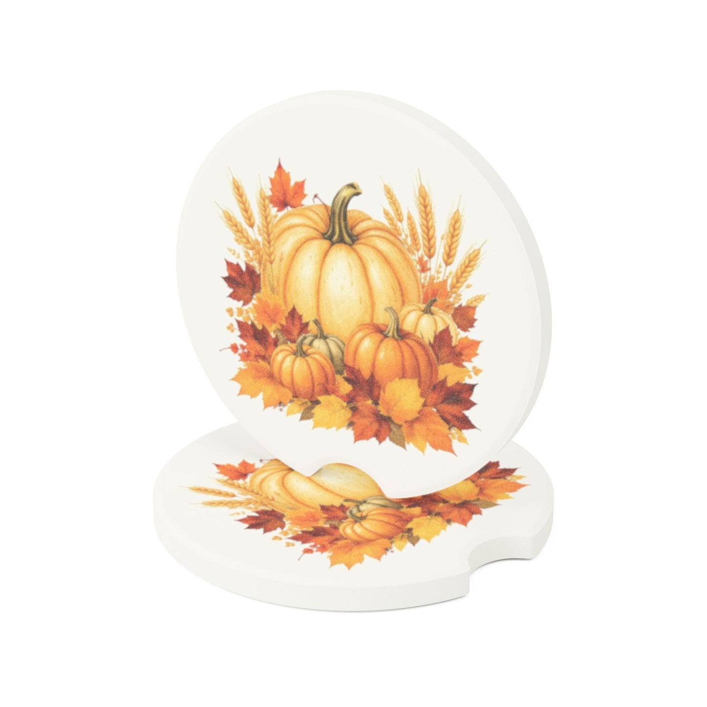 Autumn Pumpkin Car Coaster, Fall Decor, Home Accessories, Gift for Drivers, Seasonal Car Decor, Thanksgiving Car Gift