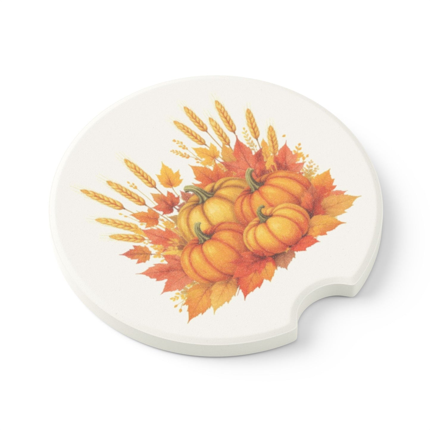 Autumn Pumpkin Car Coaster | Fall Decor for Cars, Rustic Gift, Halloween Party, Thanksgiving, Road Trip Essentials