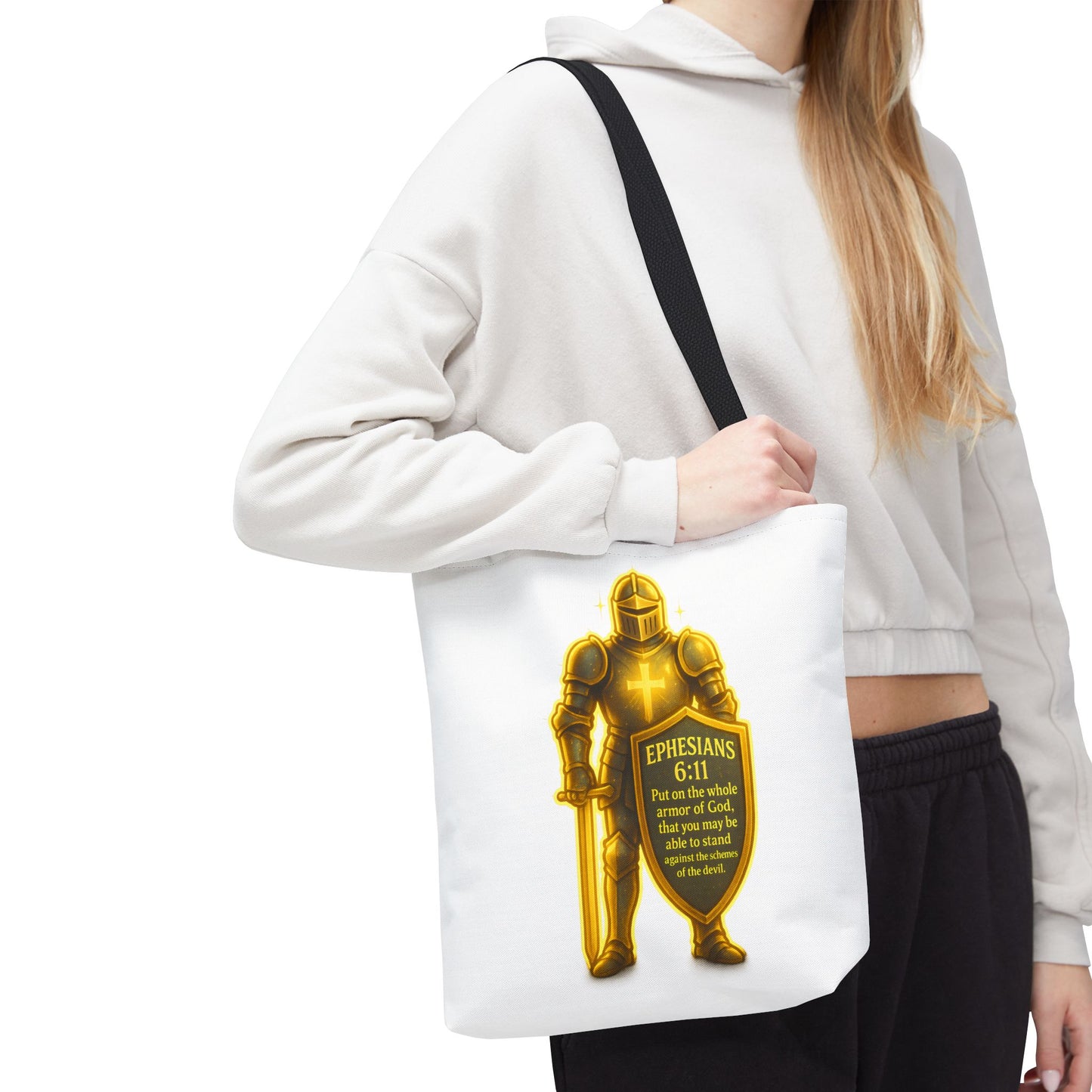 Armor Emblem Tote Bag – Ephesians 6:11 Christian Faith Tote