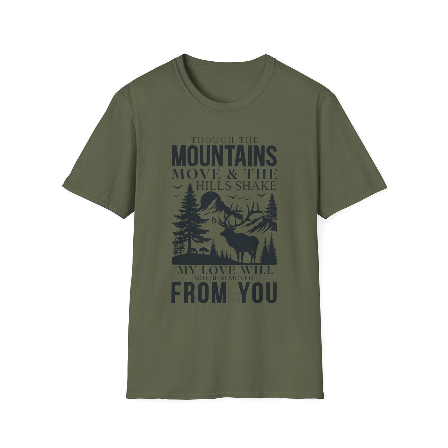 Isaiah 54:10 – Deer & Mountains T-Shirt - Bible Verse Tee