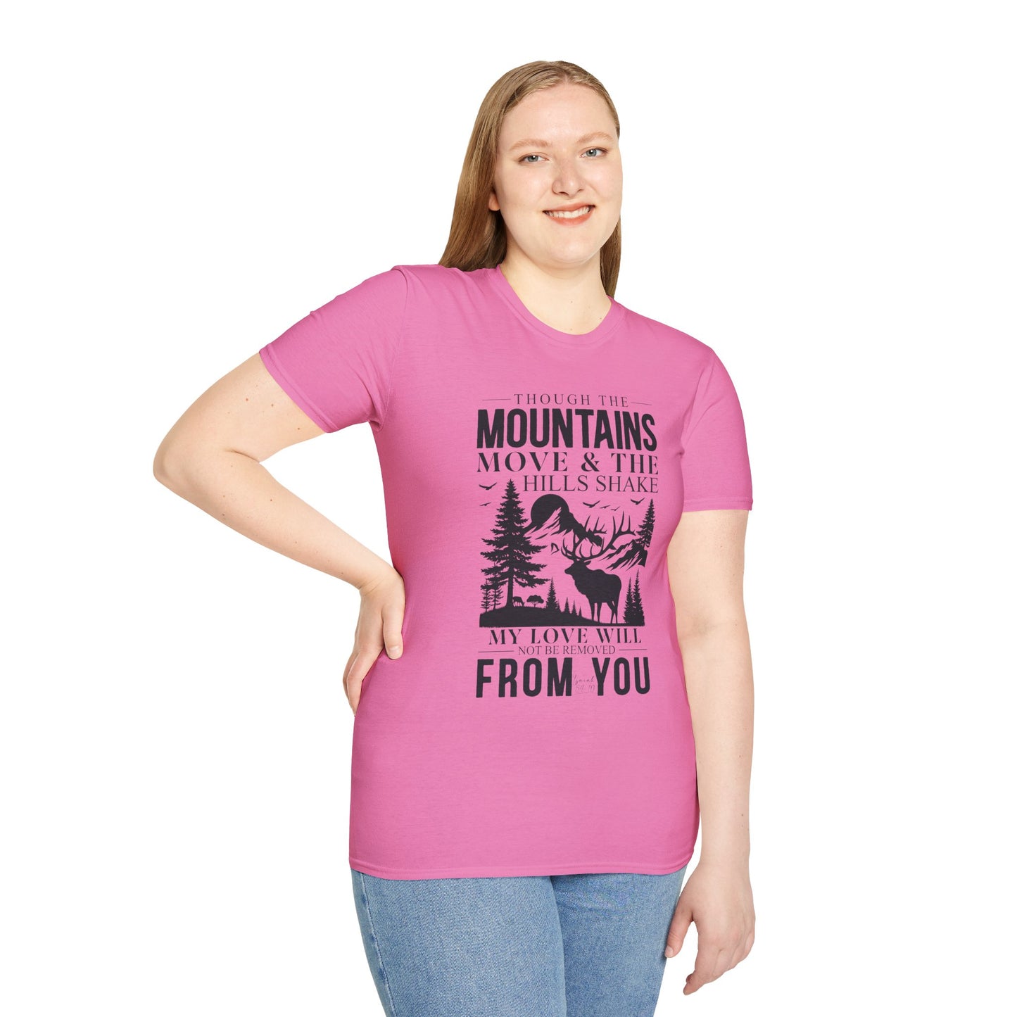 Isaiah 54:10 – Deer & Mountains T-Shirt - Bible Verse Tee