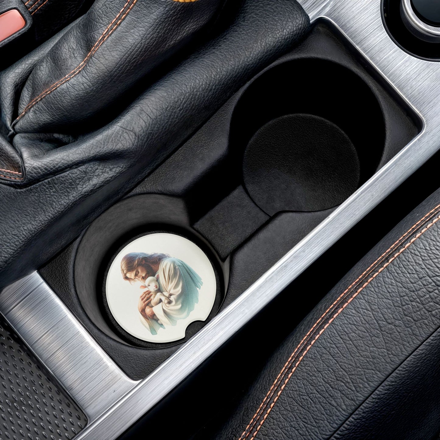 Jesus Lamb Car Coaster, Religious Car Decor, Christian Gift for Car, Car Accessories, Christian Home Decor, Unique Gift Idea