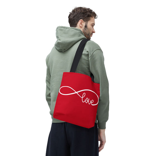 Red Love Infinity Symbol Tote Bag – Romantic Double-Sided Print in 3 Sizes