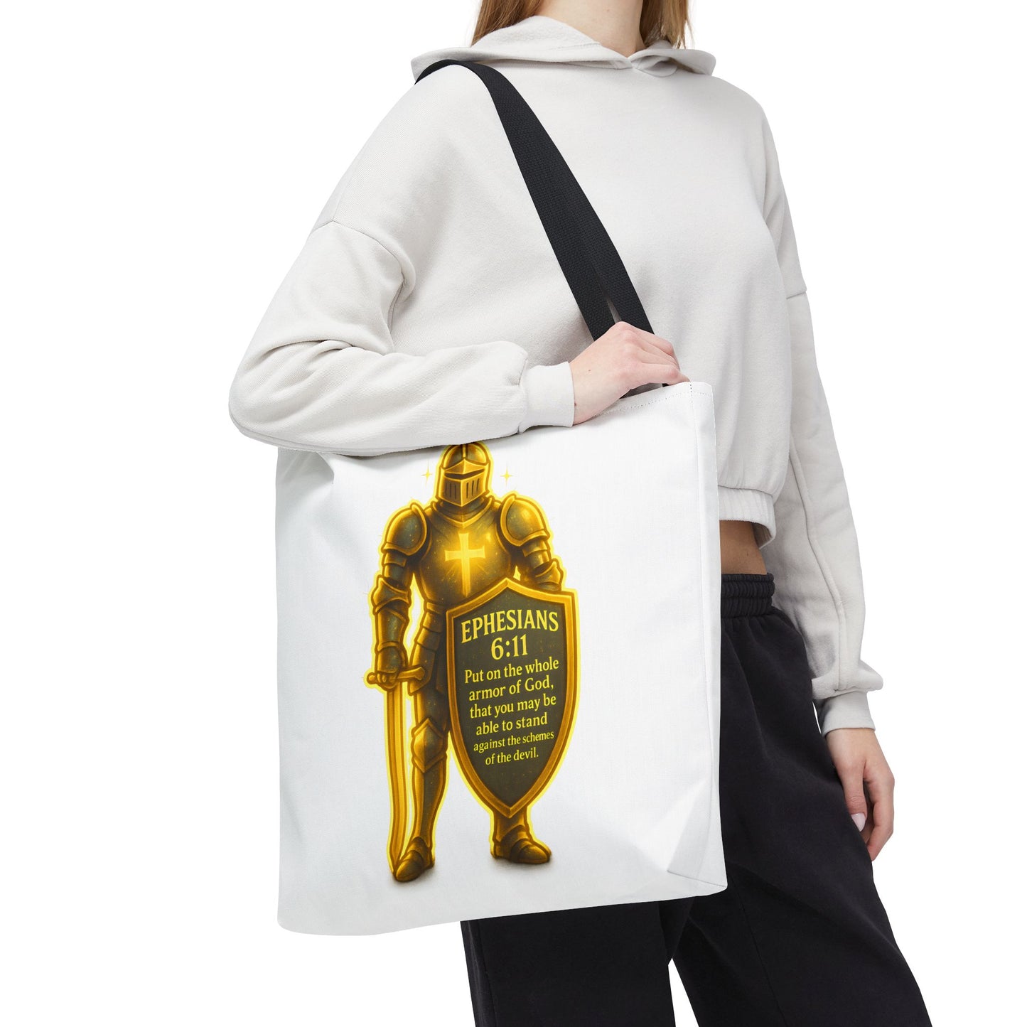 Armor Emblem Tote Bag – Ephesians 6:11 Christian Faith Tote