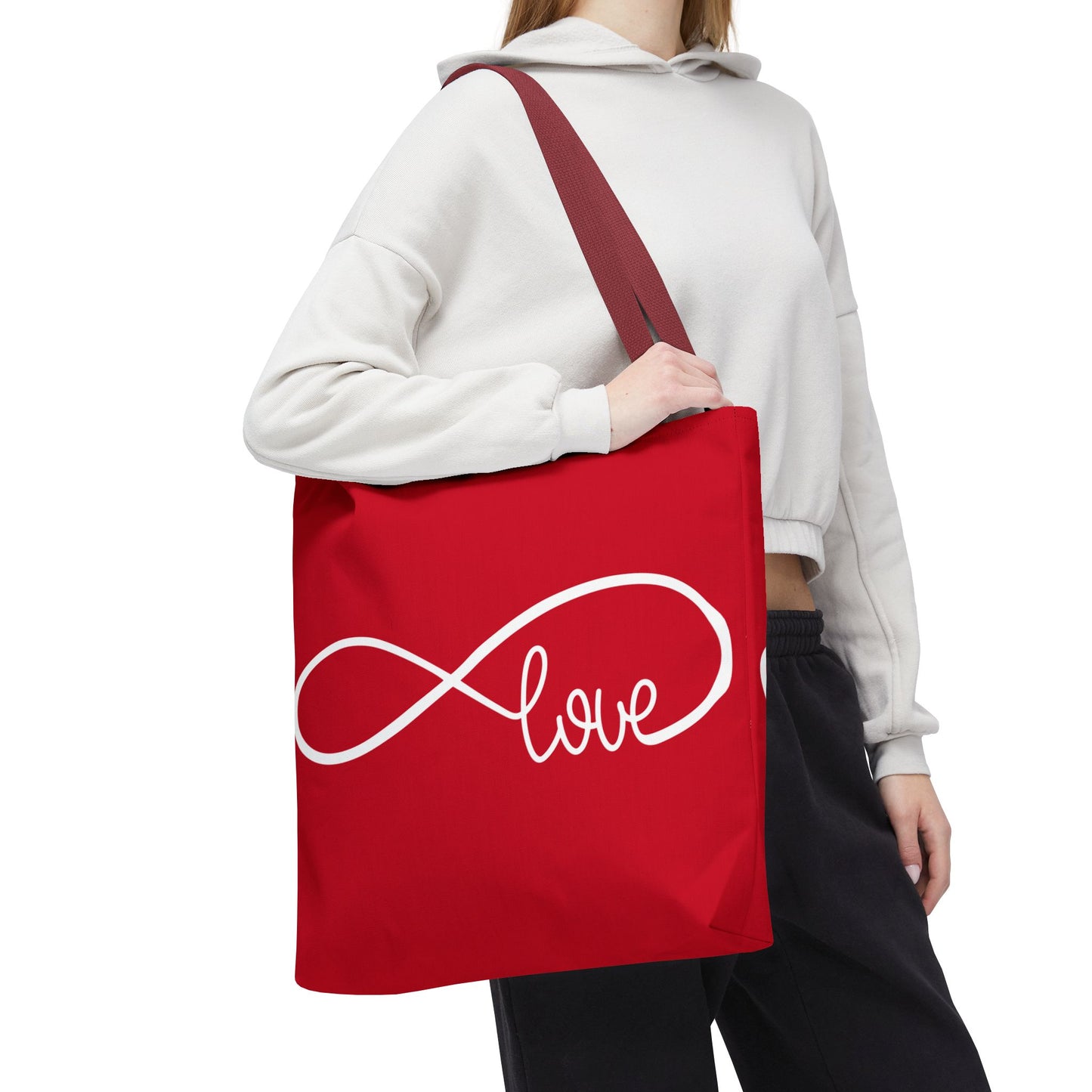 Red Love Infinity Symbol Tote Bag – Romantic Double-Sided Print in 3 Sizes