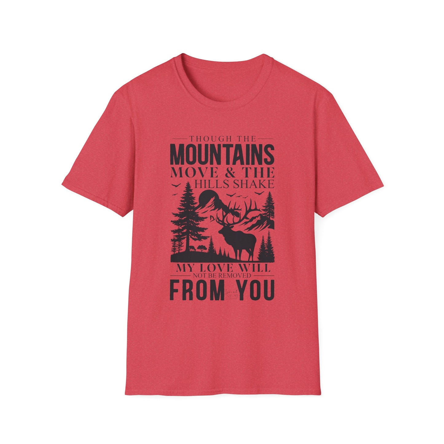 Isaiah 54:10 – Deer & Mountains T-Shirt - Bible Verse Tee