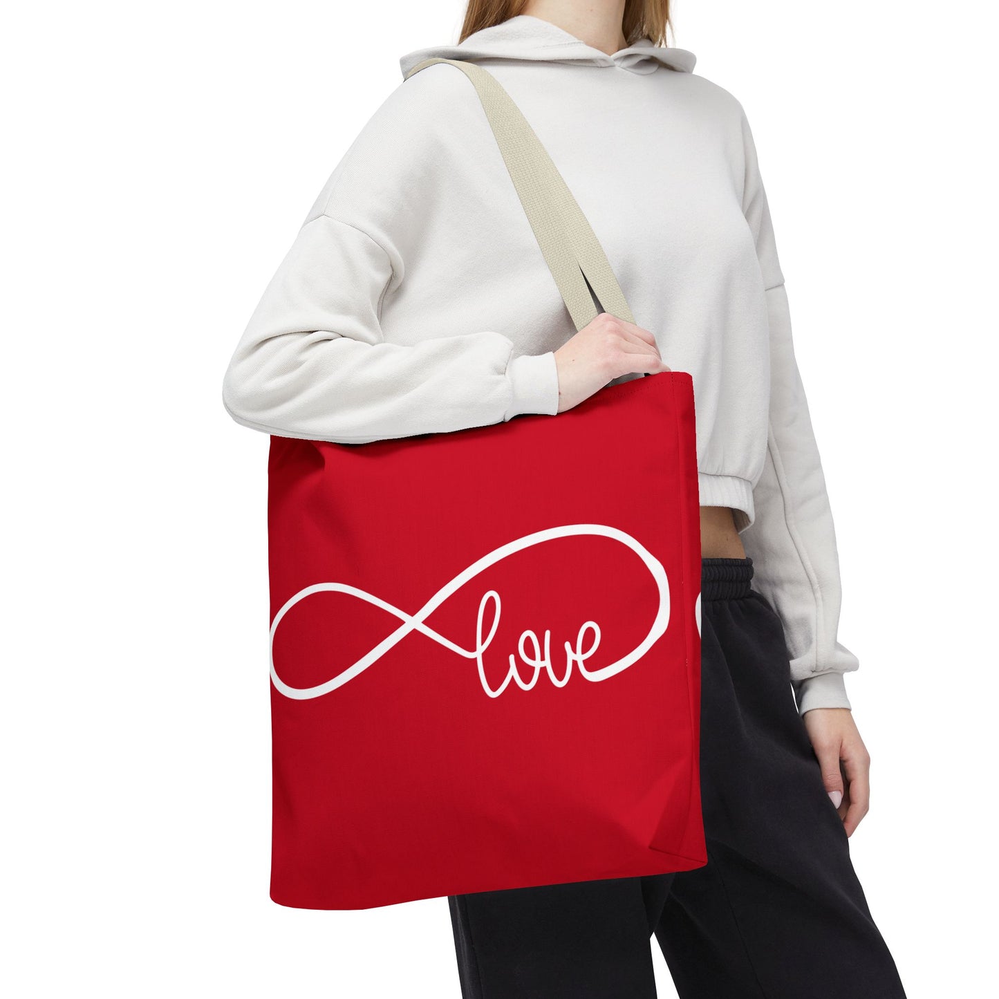 Red Love Infinity Symbol Tote Bag – Romantic Double-Sided Print in 3 Sizes