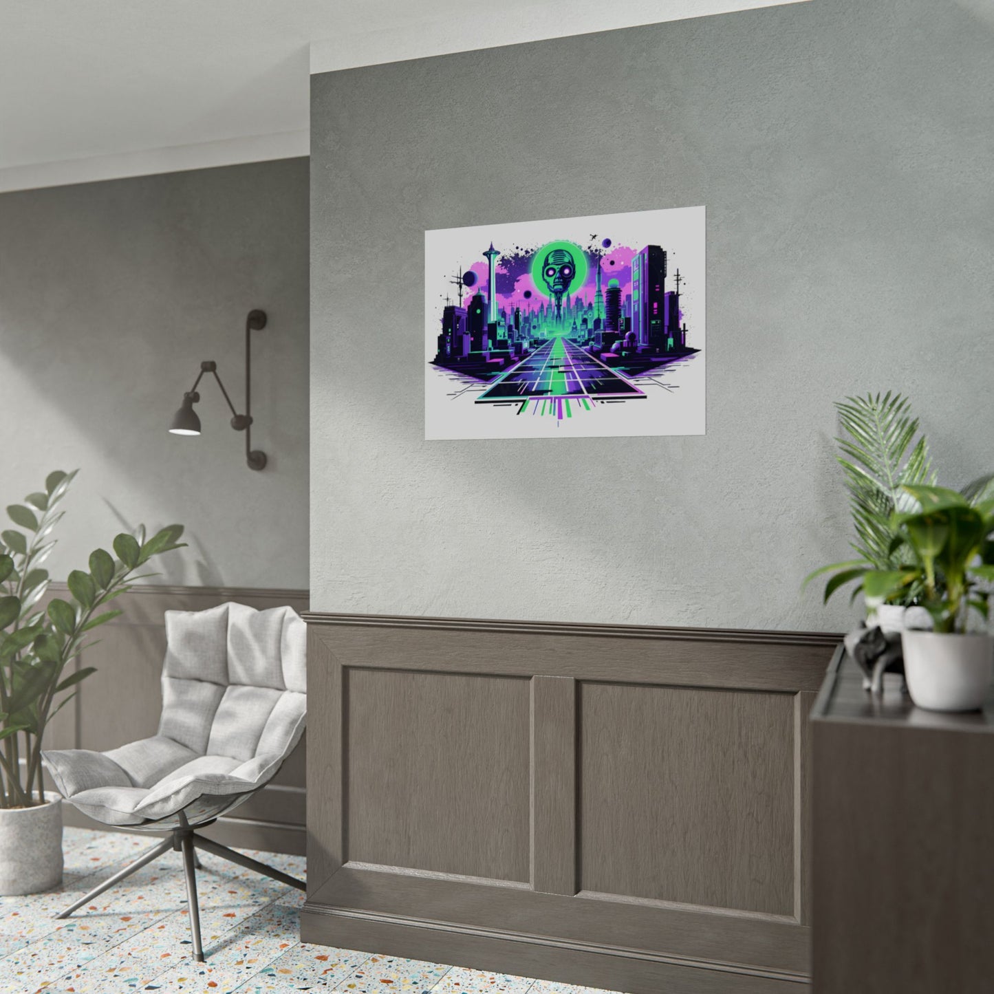 Futuristic Alien City Rolled Poster