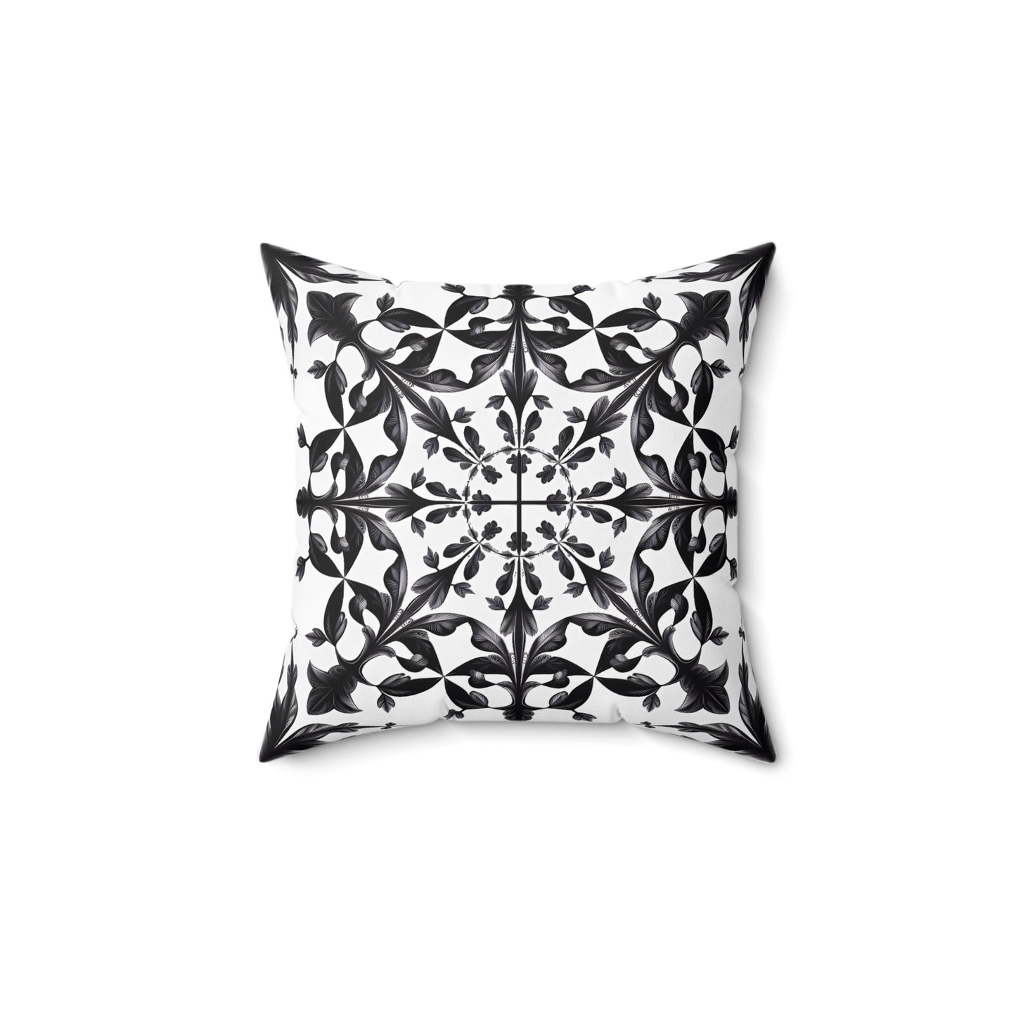 Floral Mandala Square Pillow, Intricate Botanical Design, Victorian Lace Inspired Home Decor, Black and White Throw Pillow, Elegant Throw