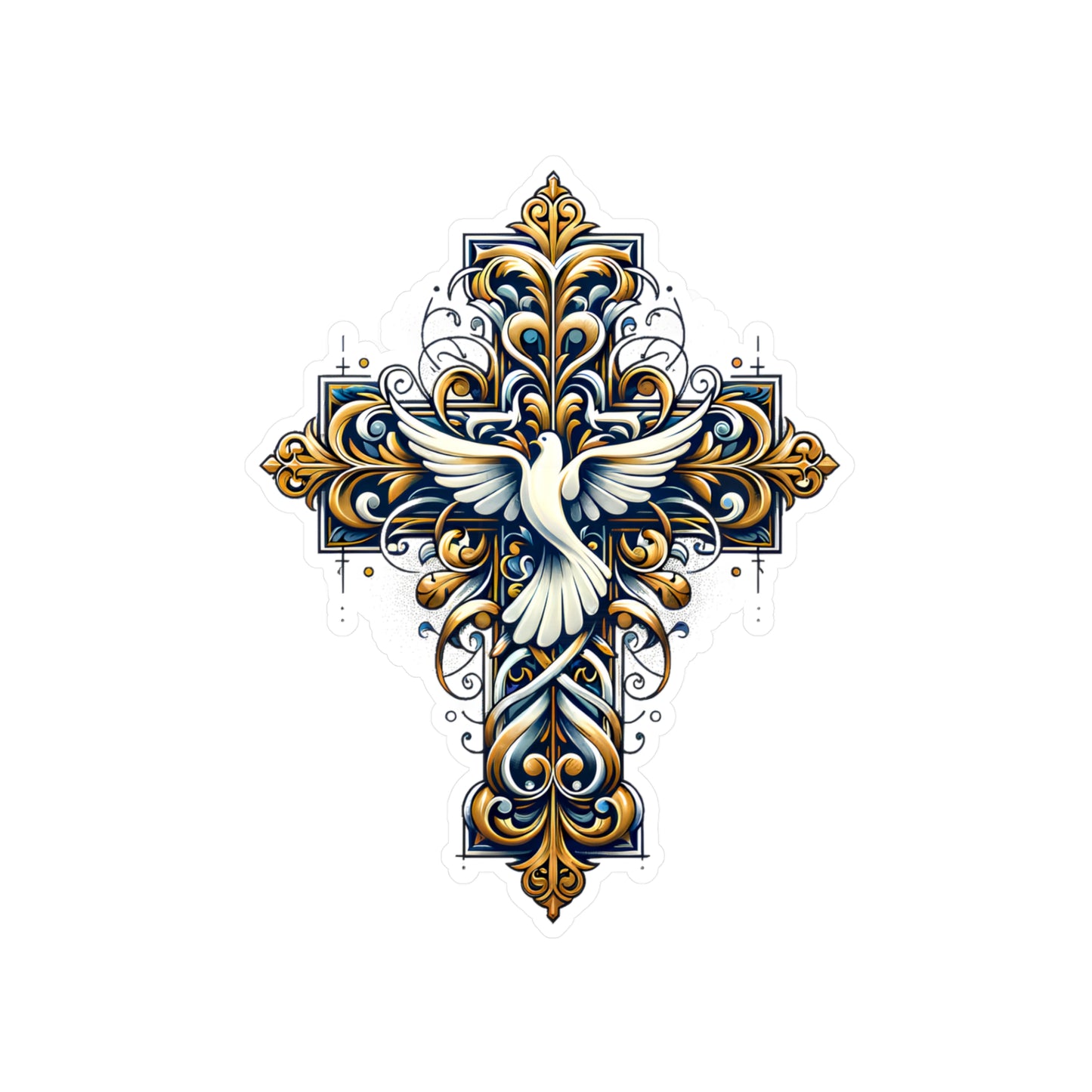 Elegant Dove & Cross Vinyl Decals