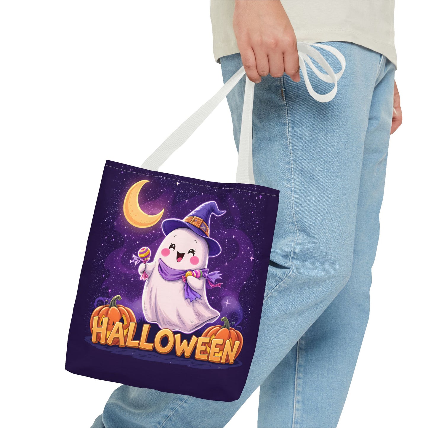 Halloween Ghost Tote Bag, Cute Halloween Bag, Trick or Treat Tote, Spooky Season Accessory, Pumpkin Spice Tote, Gift for Halloween Lovers