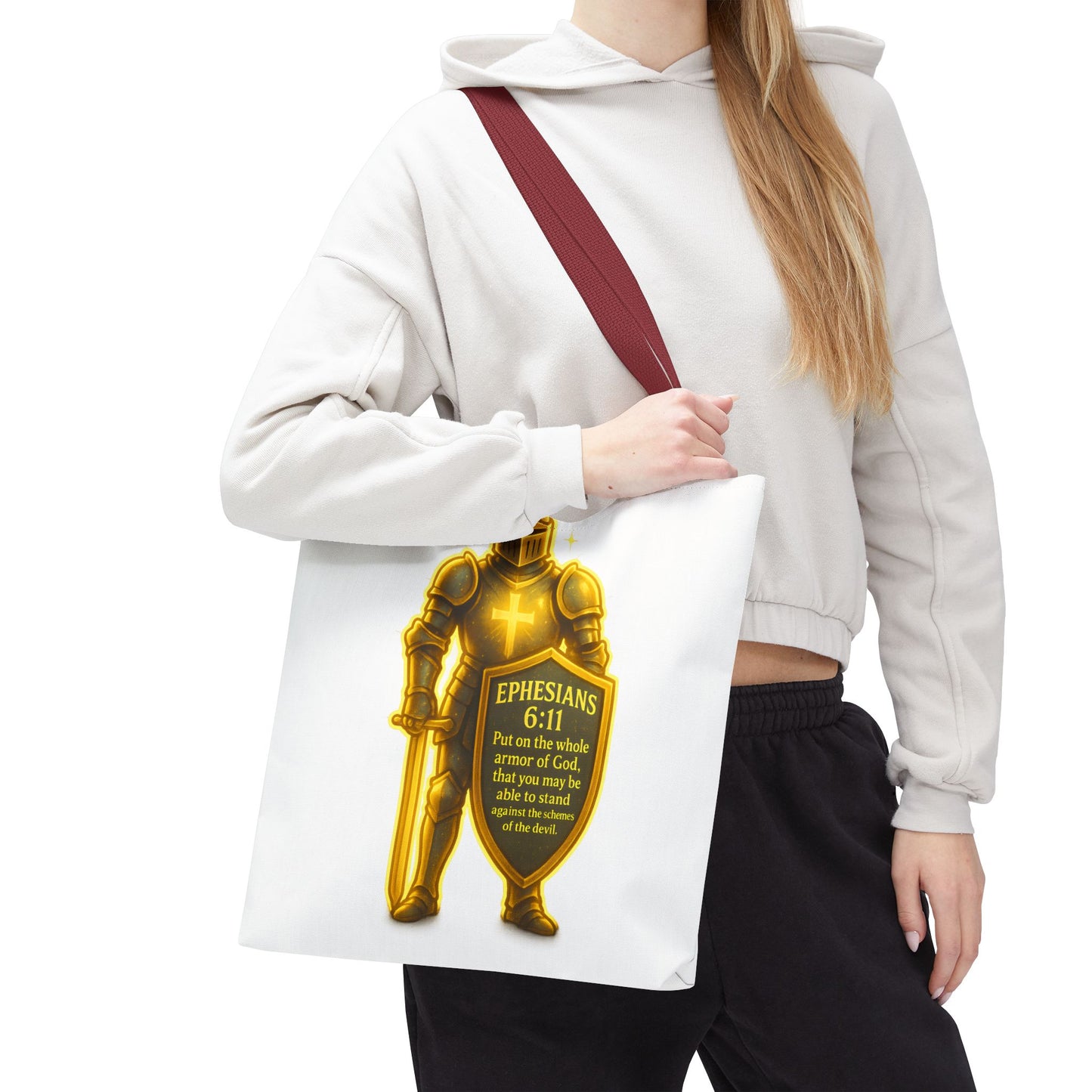 Armor Emblem Tote Bag – Ephesians 6:11 Christian Faith Tote