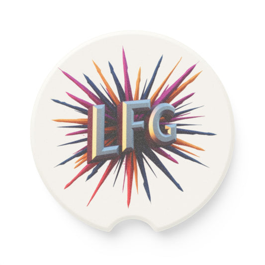 Vibrant Soapstone Car Coaster with LFG Design, Unique Car Accessory for Road Trips, Gifts for Travelers, Home Decor, Car Decor