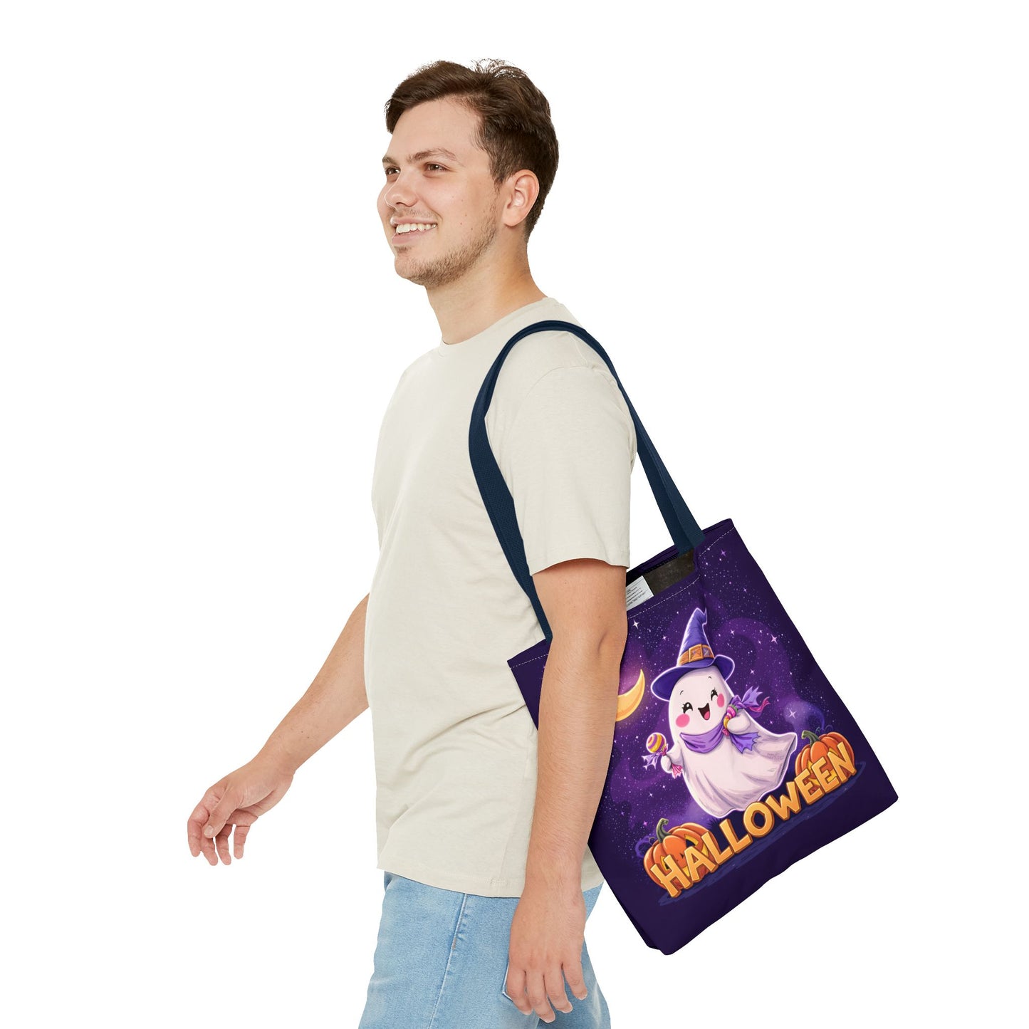 Halloween Ghost Tote Bag, Cute Halloween Bag, Trick or Treat Tote, Spooky Season Accessory, Pumpkin Spice Tote, Gift for Halloween Lovers