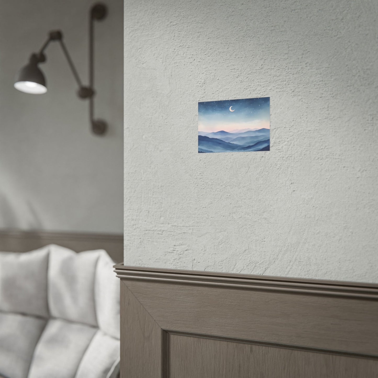 Misty Mountain Nightscape Rolled Poster