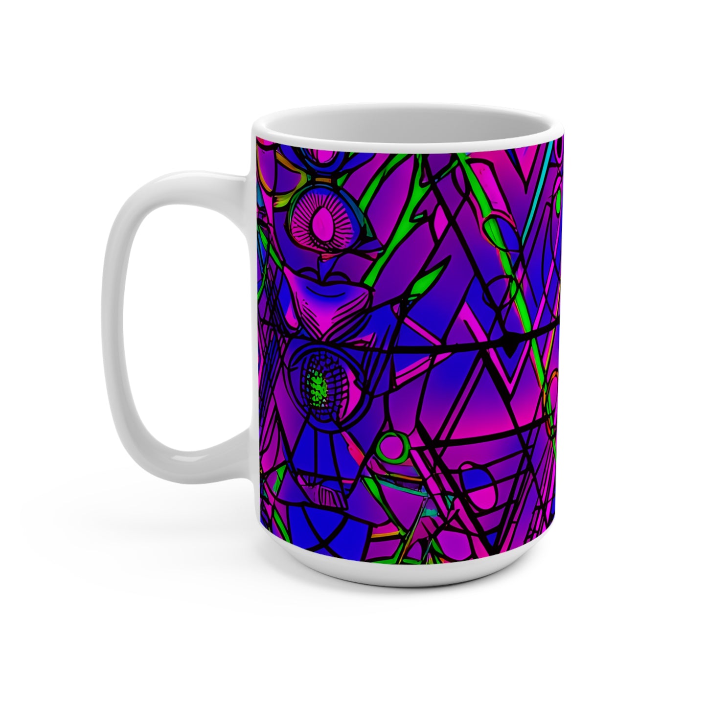 Vibrant Geometric Mug – Psychedelic Boho-Inspired Drinkware (15oz)