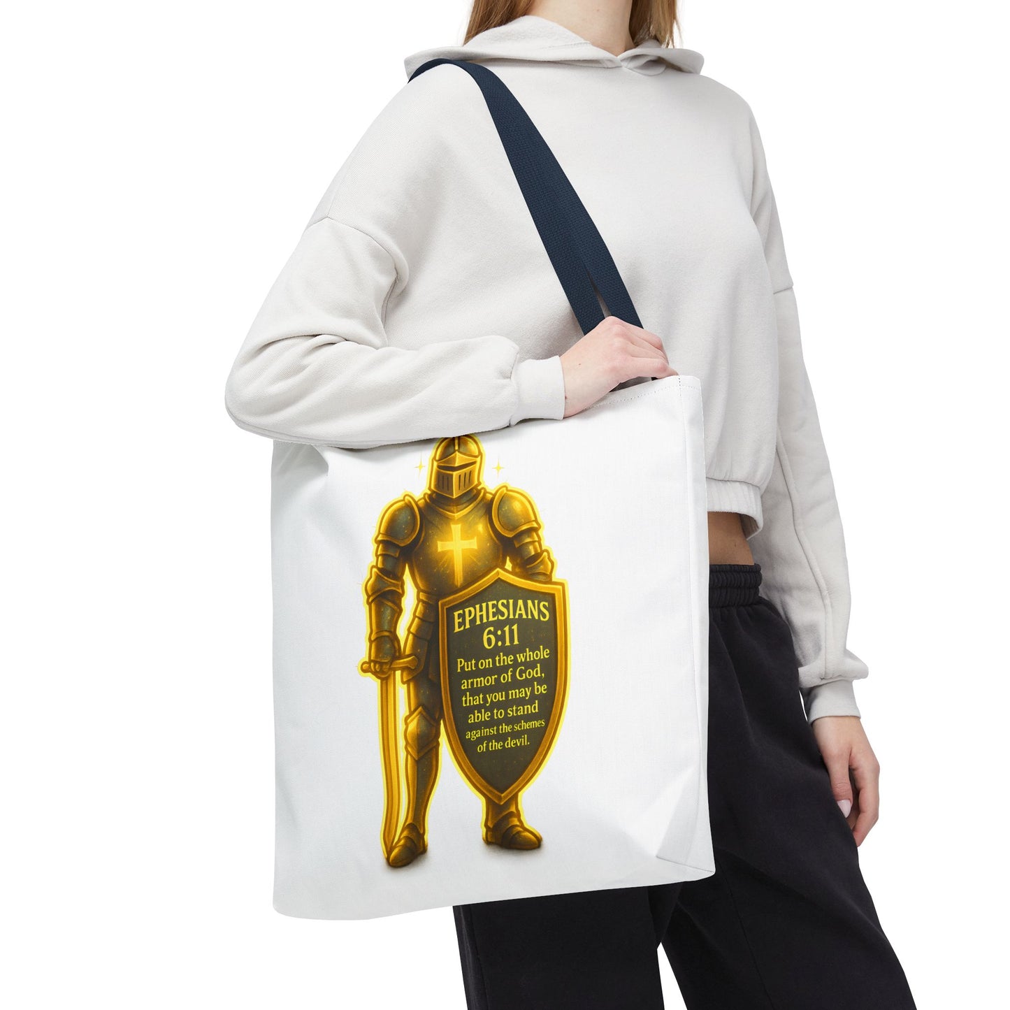 Armor Emblem Tote Bag – Ephesians 6:11 Christian Faith Tote