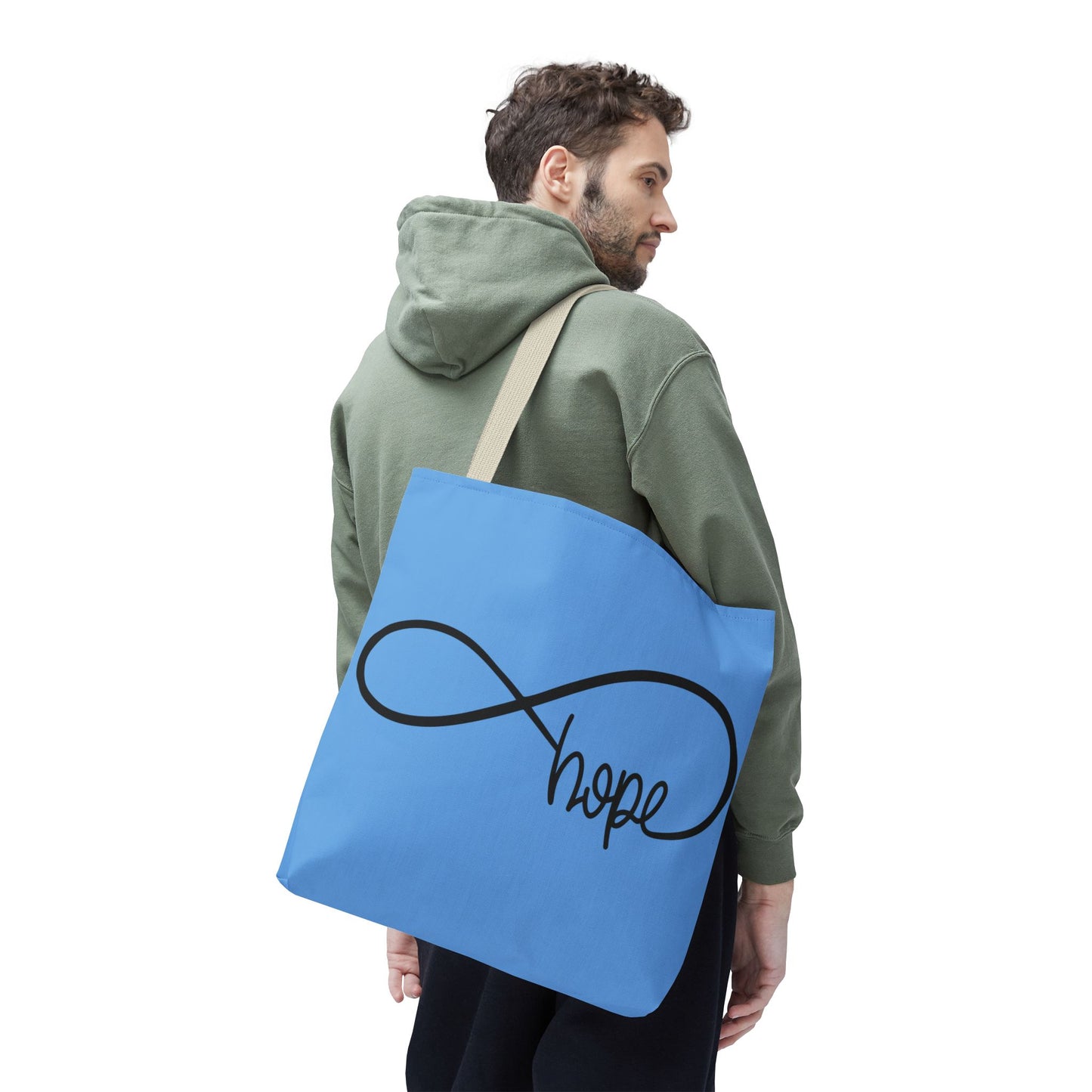 Blue Hope Infinity Tote Bag – Inspirational Double-Sided Print in 3 Sizes