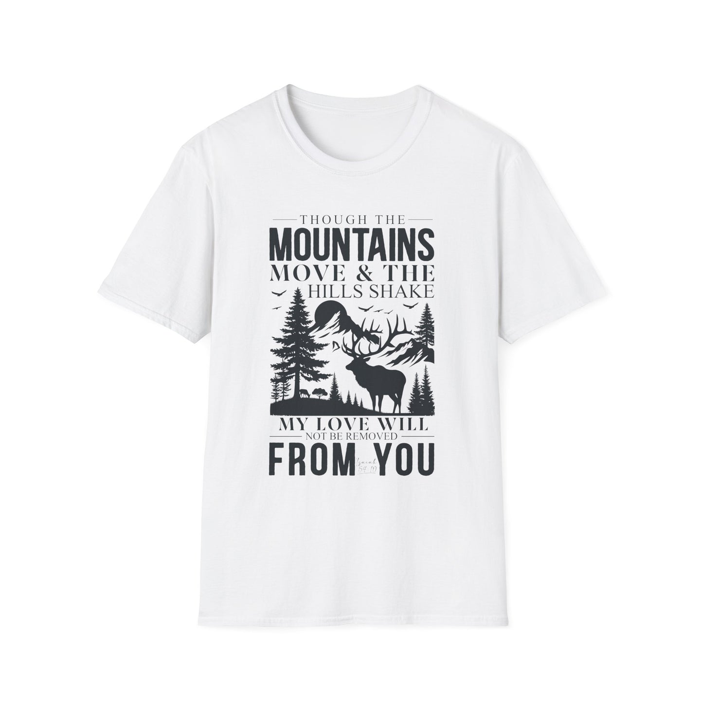 Isaiah 54:10 – Deer & Mountains T-Shirt - Bible Verse Tee
