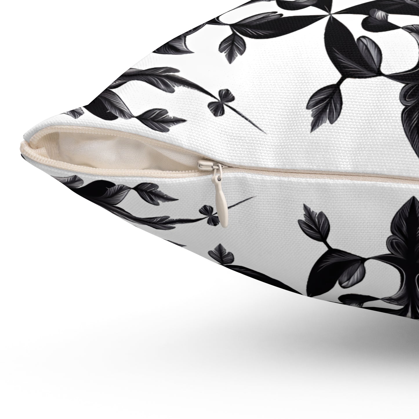 Floral Mandala Square Pillow – Black & White Botanical Elegance
