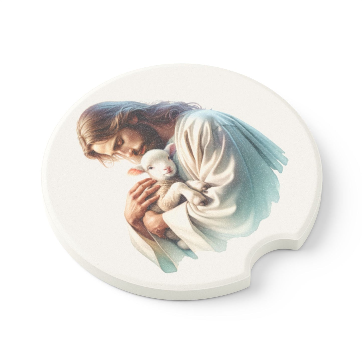Jesus Lamb Car Coaster, Religious Car Decor, Christian Gift for Car, Car Accessories, Christian Home Decor, Unique Gift Idea