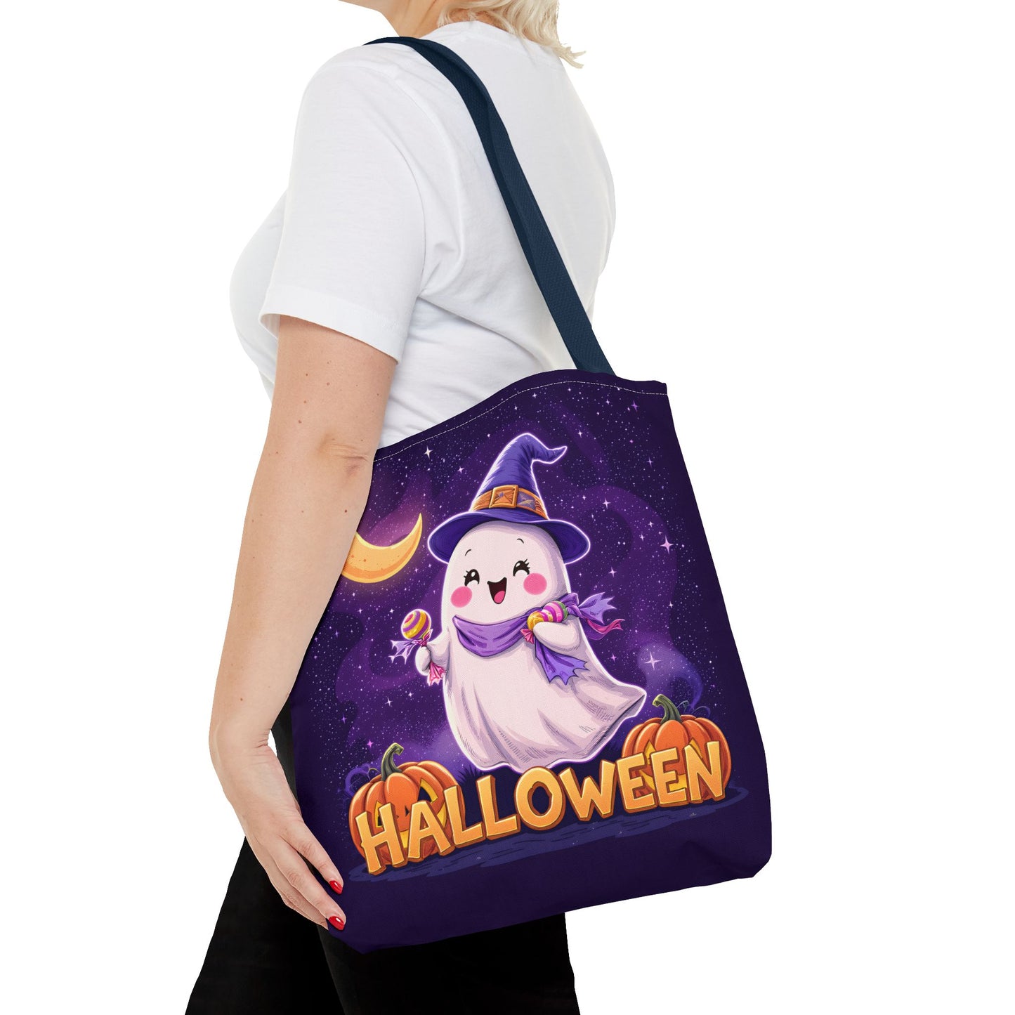Halloween Ghost Tote Bag, Cute Halloween Bag, Trick or Treat Tote, Spooky Season Accessory, Pumpkin Spice Tote, Gift for Halloween Lovers