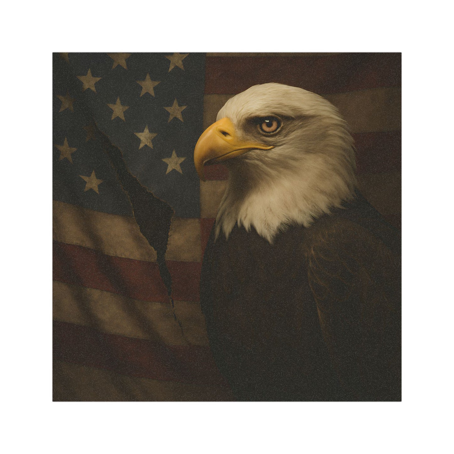 Torn Flag & Bald Eagle Car Magnet – Patriotic American Symbol