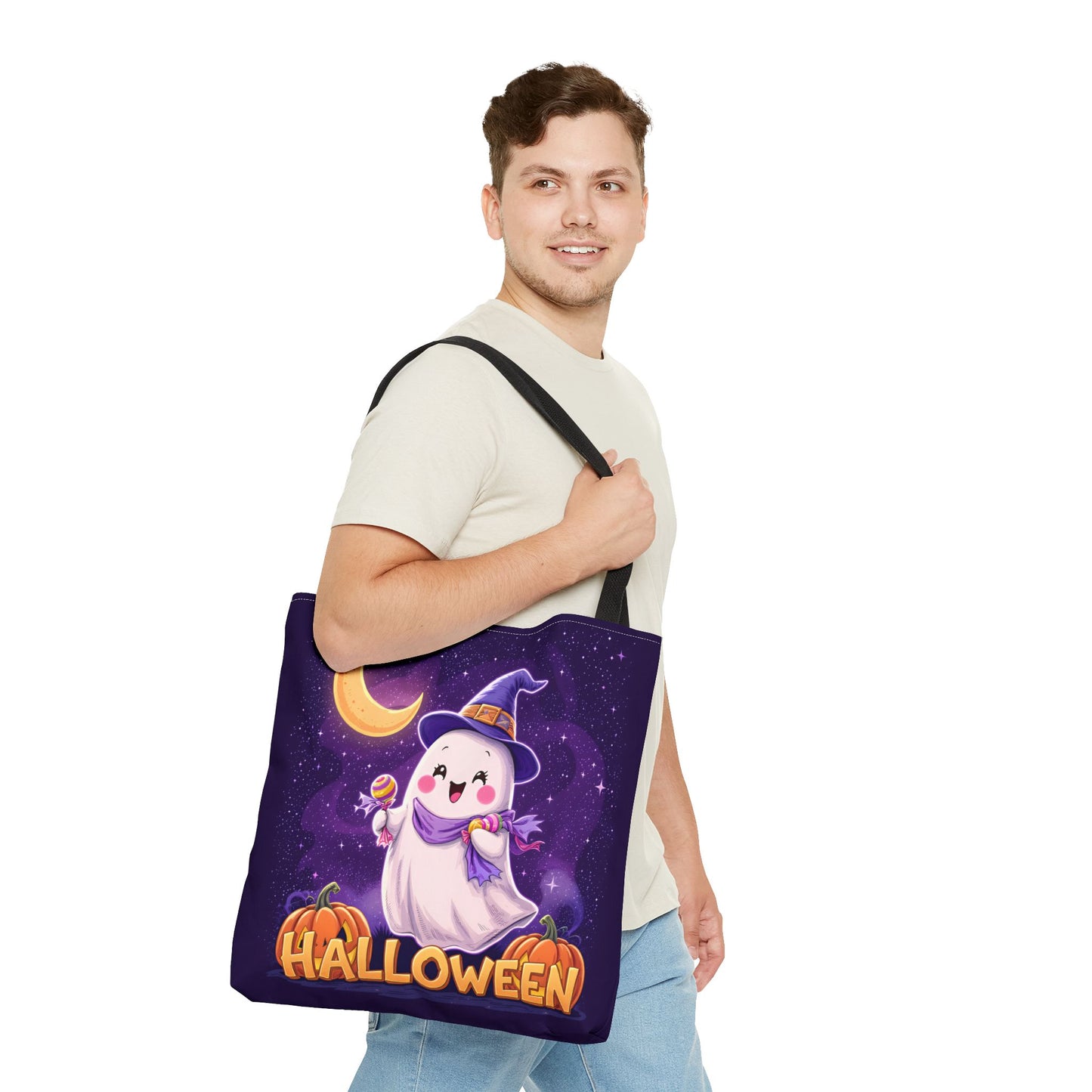 Halloween Ghost Tote Bag, Cute Halloween Bag, Trick or Treat Tote, Spooky Season Accessory, Pumpkin Spice Tote, Gift for Halloween Lovers