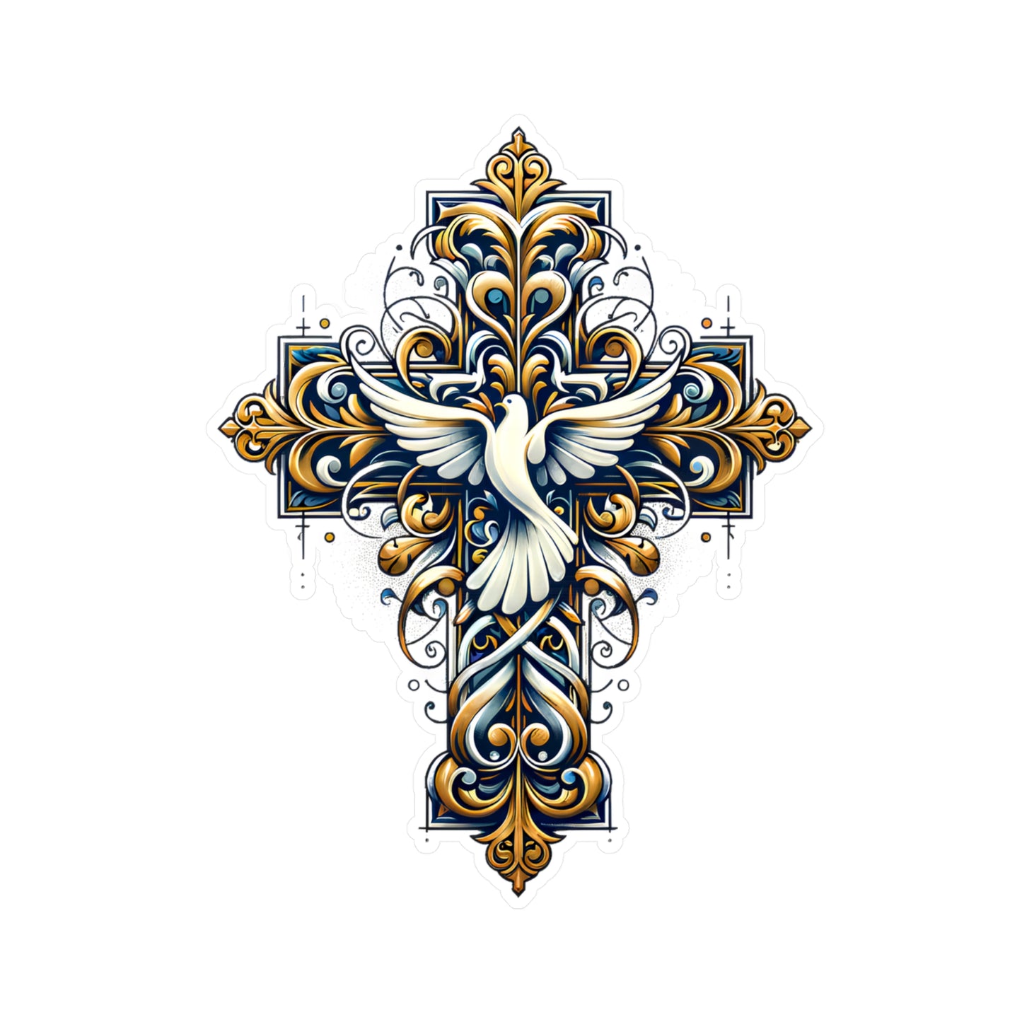 Elegant Dove & Cross Vinyl Decals