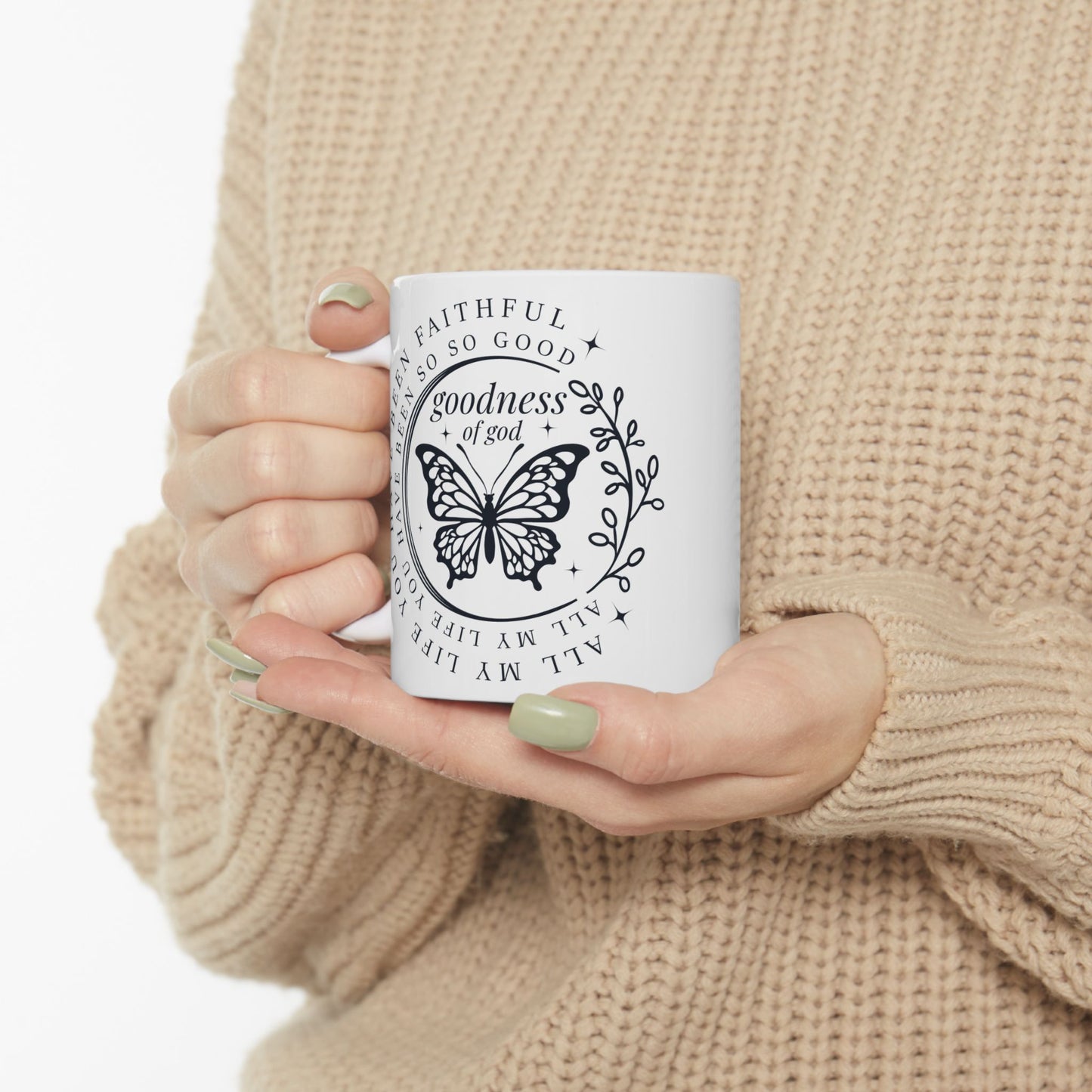Goodness of God Butterfly Mug – 11oz Ceramic Christian Gift for Women