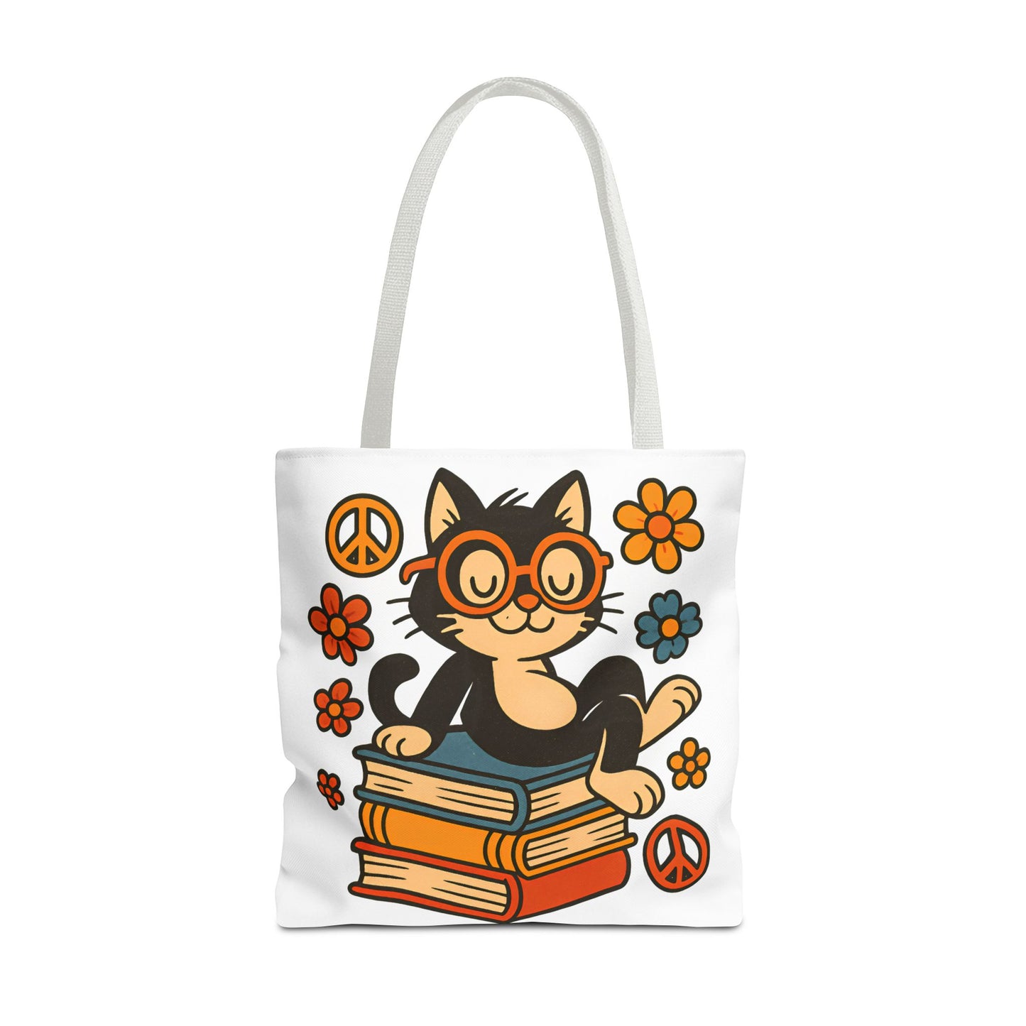 Charming Cat Tote Bag – Cute Pet Lover Gift, Floral Bookish Design, Eco-Friendly Everyday Carry