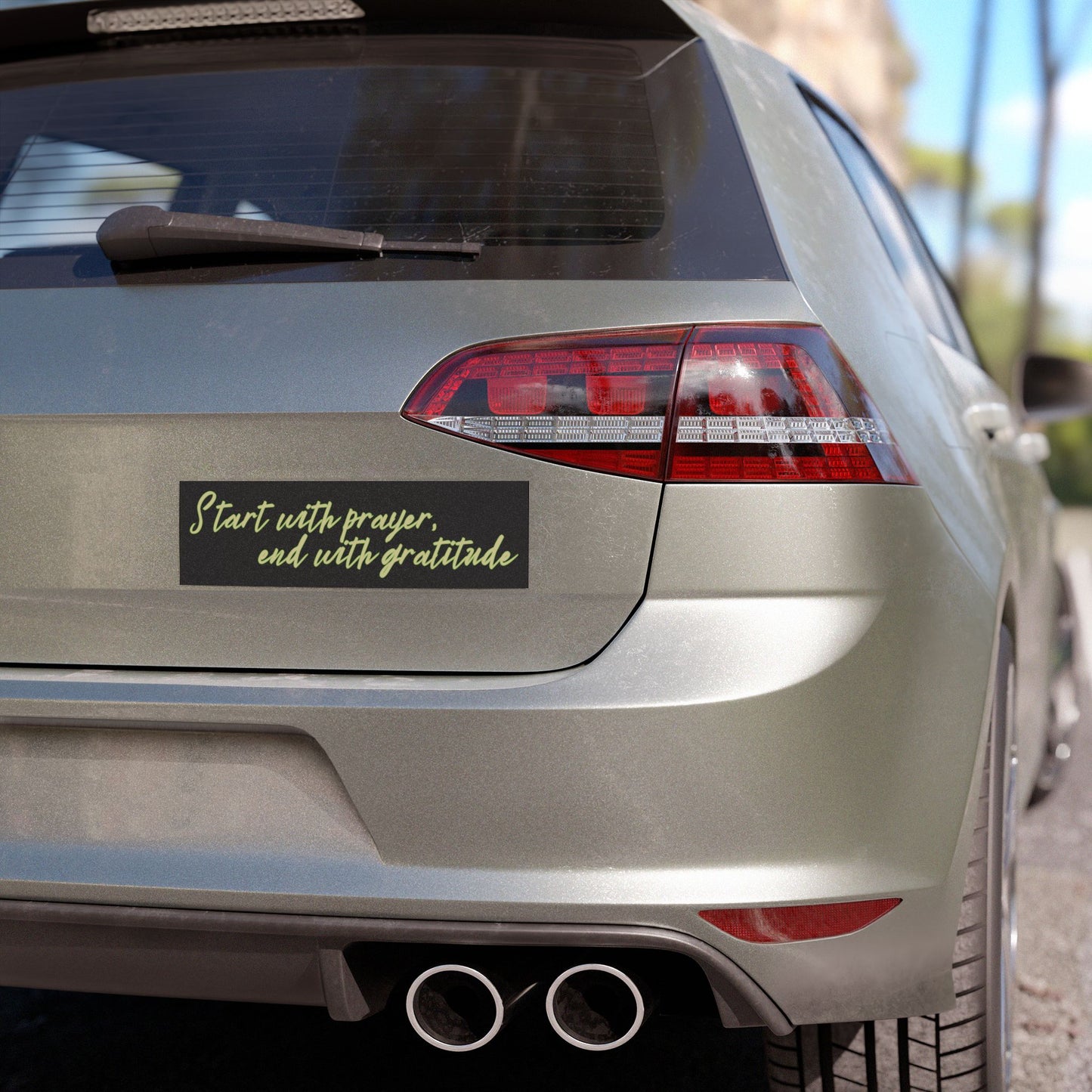 Christian Car Magnet – "Start with Prayer, End with Gratitude"