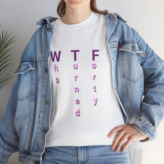 WTF 40th Birthday Unisex Heavy Cotton T-Shirt - Who Turned Forty