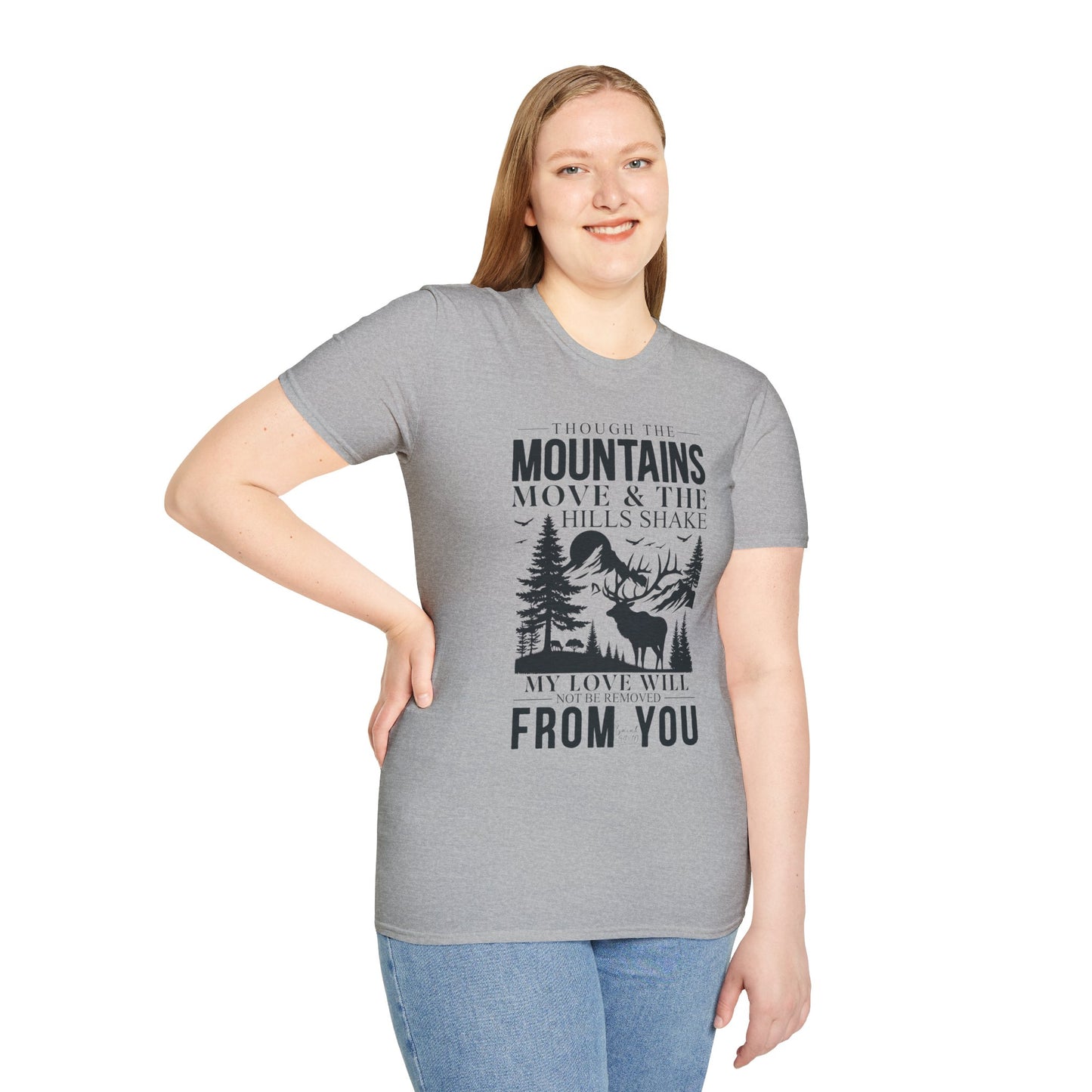 Isaiah 54:10 – Deer & Mountains T-Shirt - Bible Verse Tee