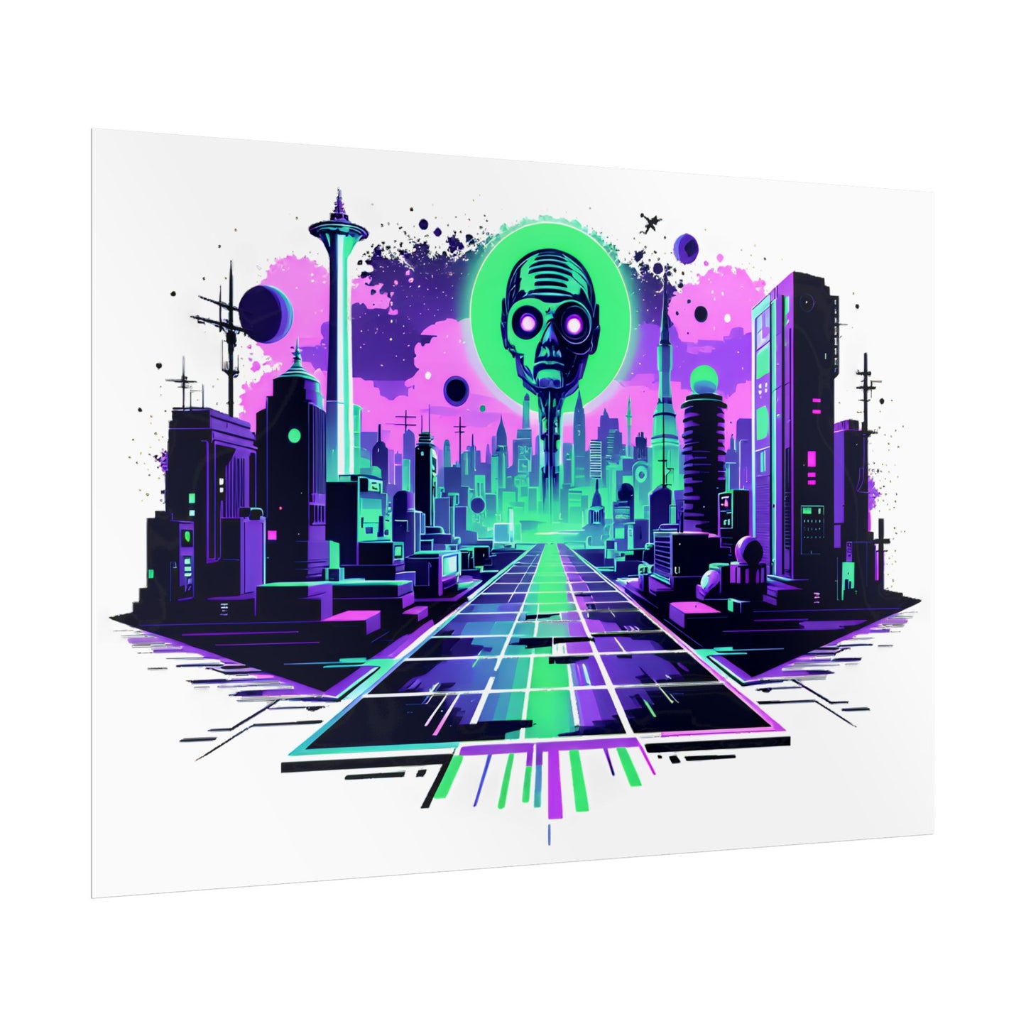 Futuristic Alien City Rolled Poster