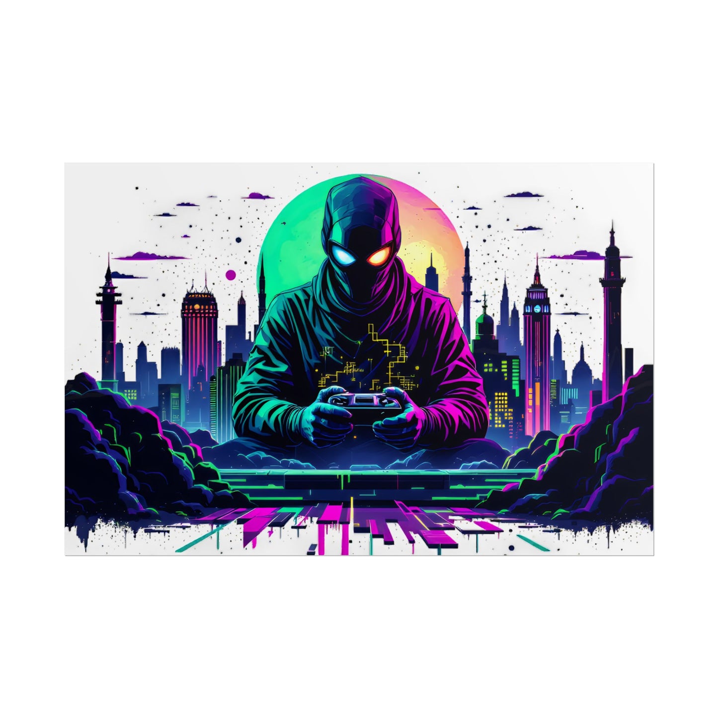 Gamer Cityscape Rolled Poster