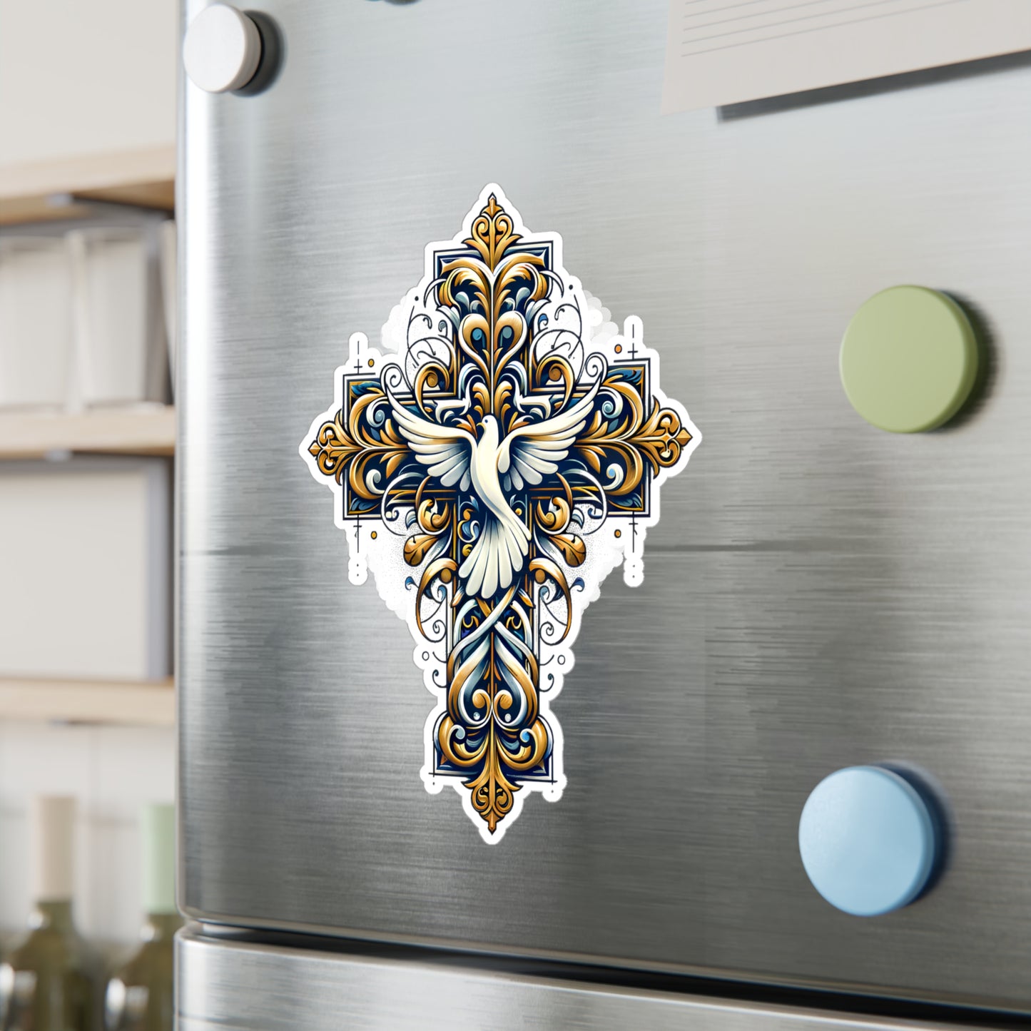 Elegant Dove & Cross Vinyl Decals