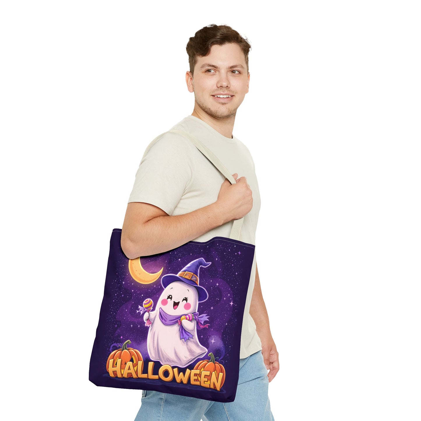 Halloween Ghost Tote Bag, Cute Halloween Bag, Trick or Treat Tote, Spooky Season Accessory, Pumpkin Spice Tote, Gift for Halloween Lovers