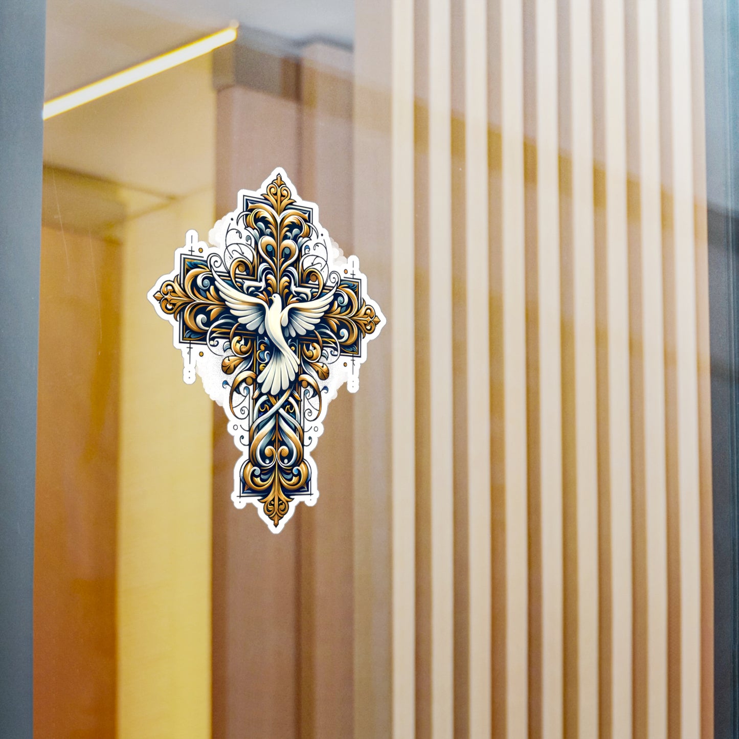 Elegant Dove & Cross Vinyl Decals