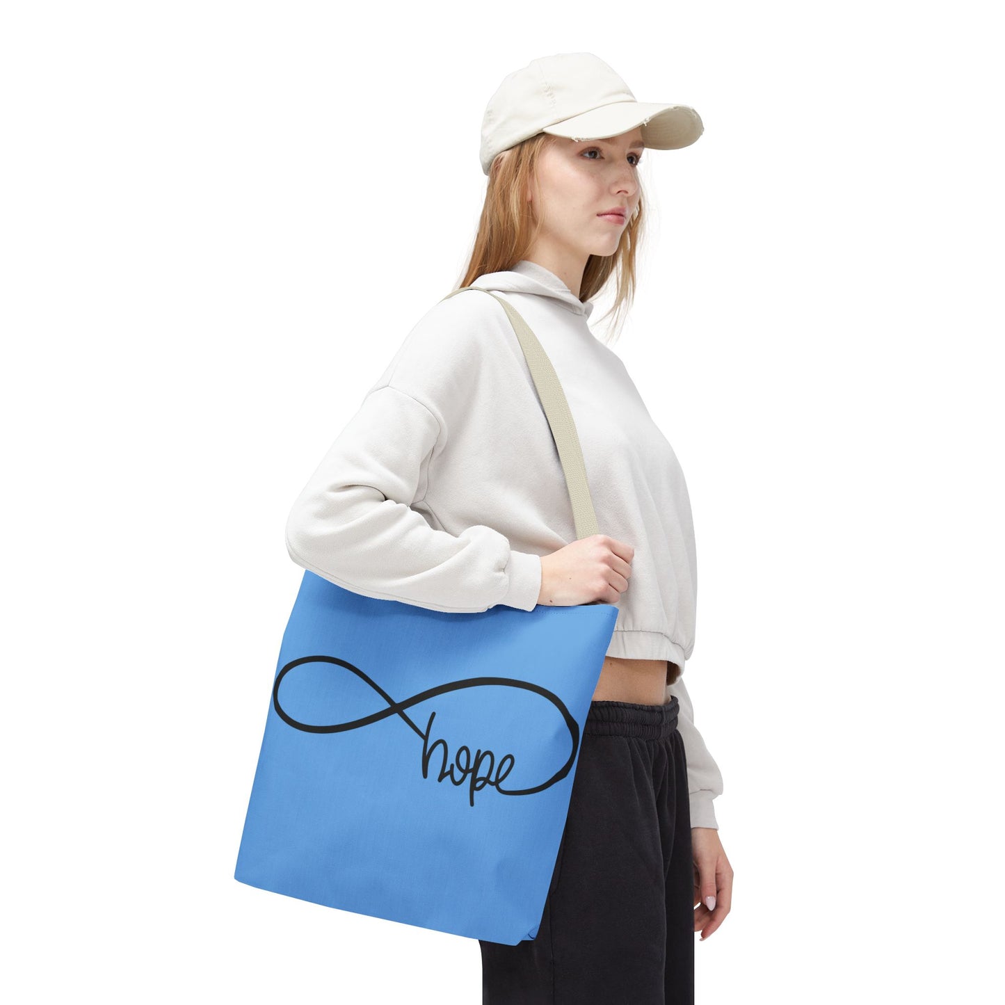 Blue Hope Infinity Tote Bag – Inspirational Double-Sided Print in 3 Sizes