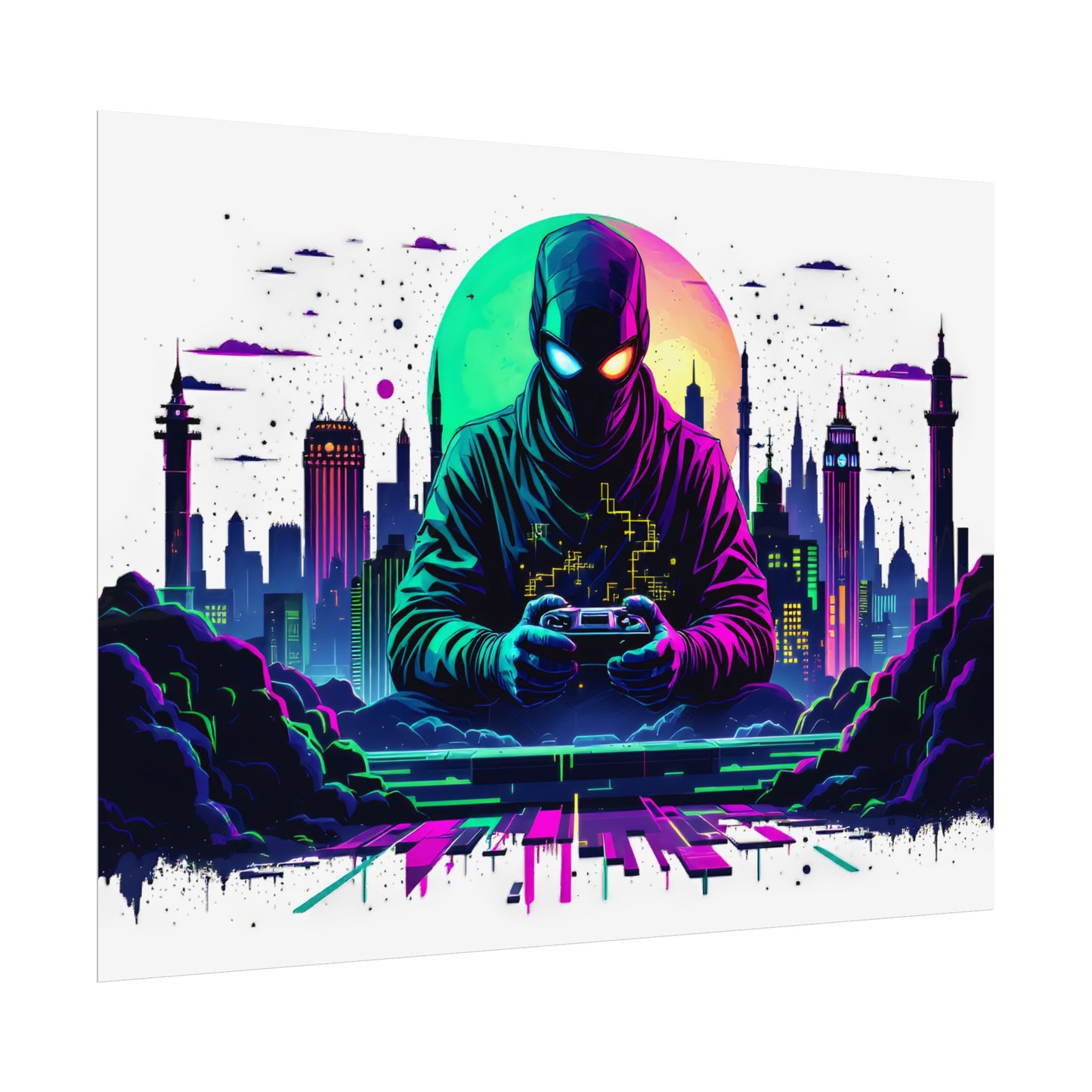 Gamer Cityscape Rolled Poster