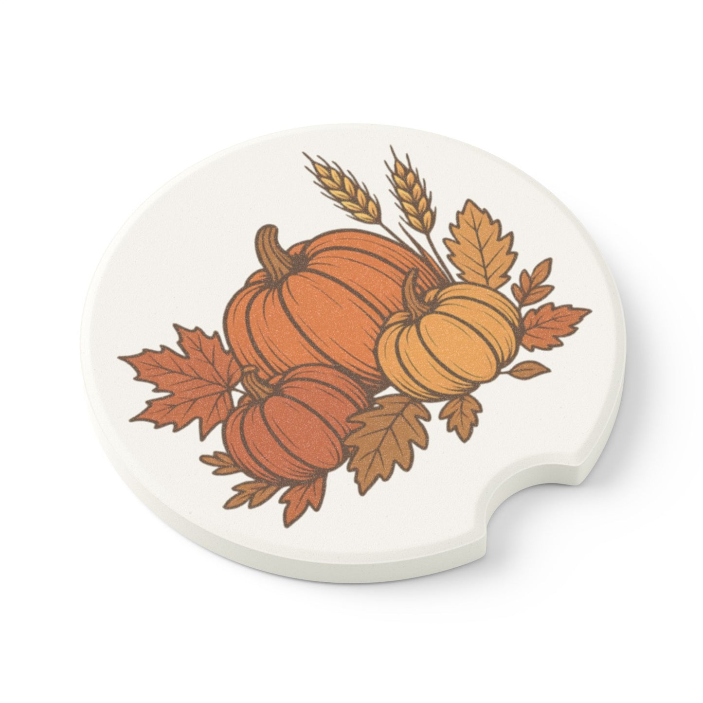 Autumn Pumpkin Soapstone Car Coaster, Fall Car Accessories, Thanksgiving Gift, Home Decor, Seasonal Coaster