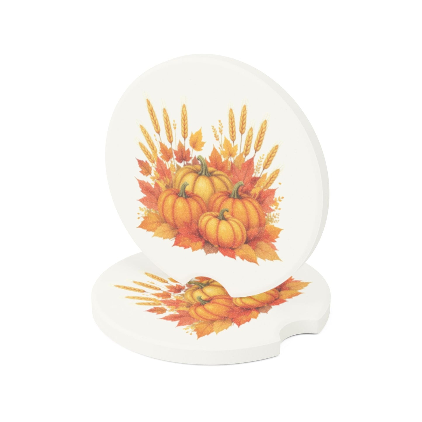 Autumn Pumpkin Car Coaster | Fall Decor for Cars, Rustic Gift, Halloween Party, Thanksgiving, Road Trip Essentials