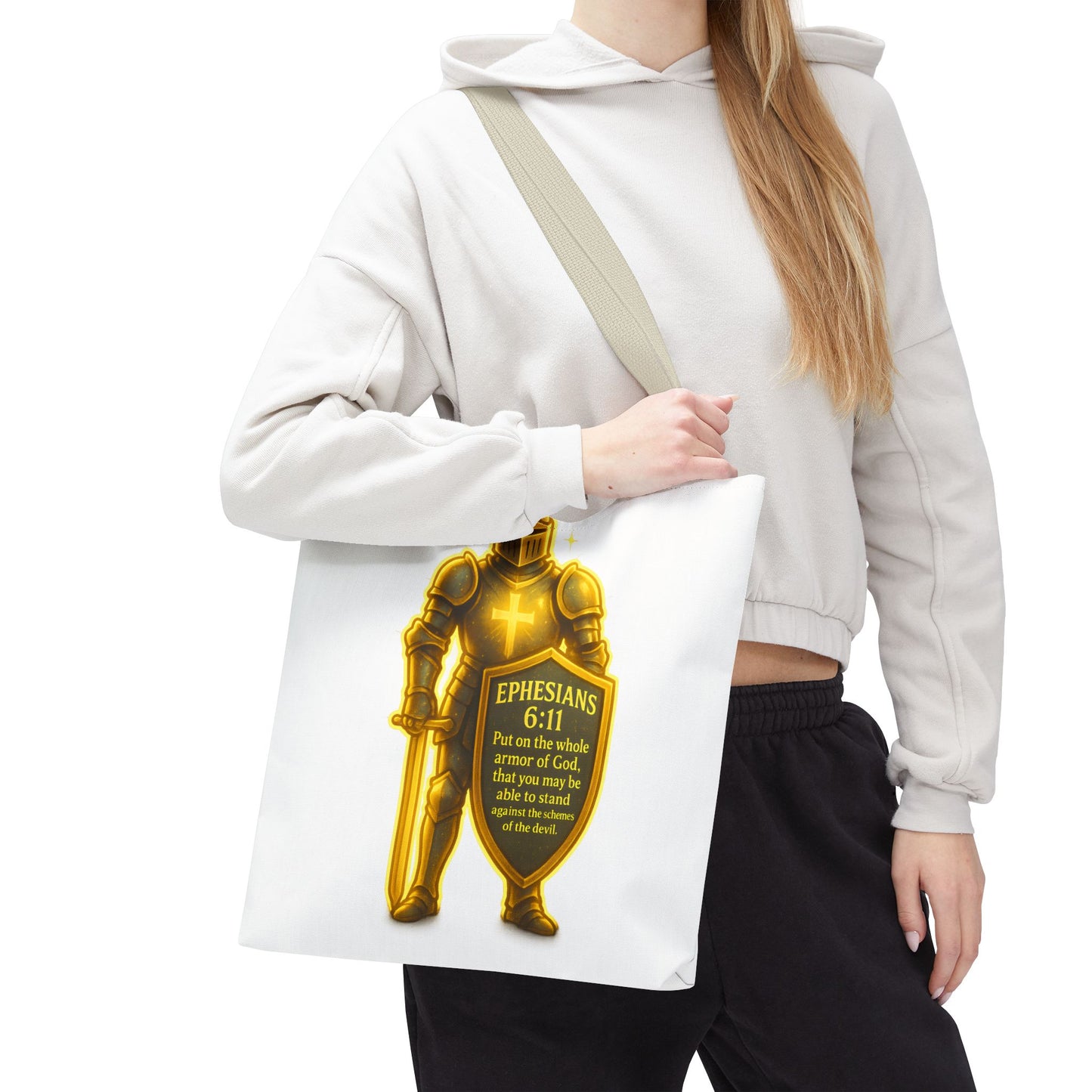 Armor Emblem Tote Bag – Ephesians 6:11 Christian Faith Tote