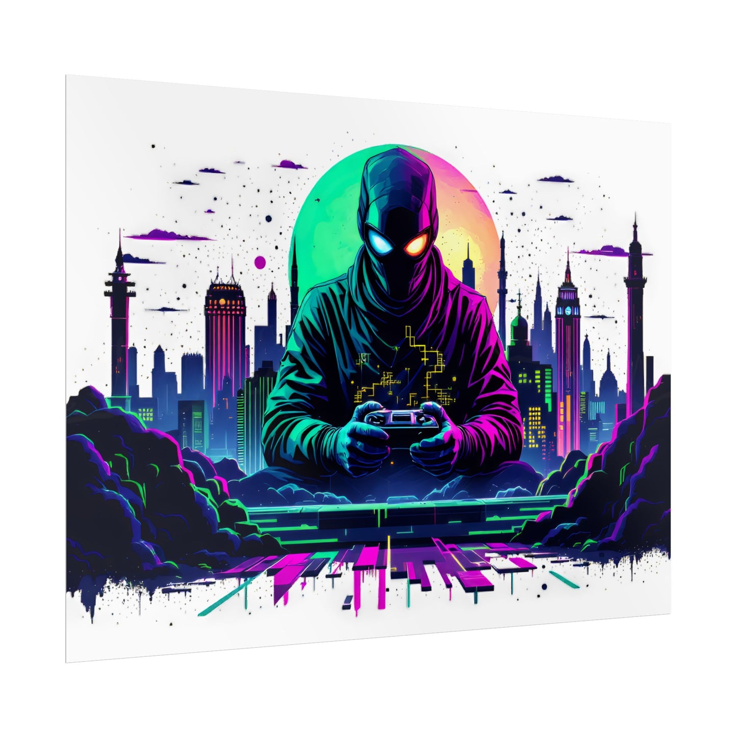 Gamer Cityscape Rolled Poster